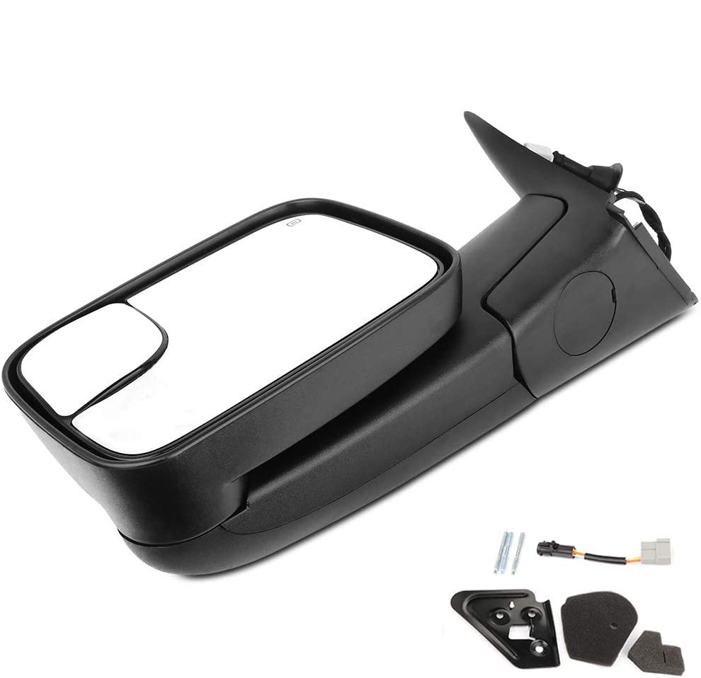 CCiyu Power Heated Towing Mirror for 1998-2002 Dodge Ram 1500/2500/3500 - Wide Angle Rearview Mirror for Enhanced Visibility & Safety - Perfect for Towing, Off-Roading & Night Driving