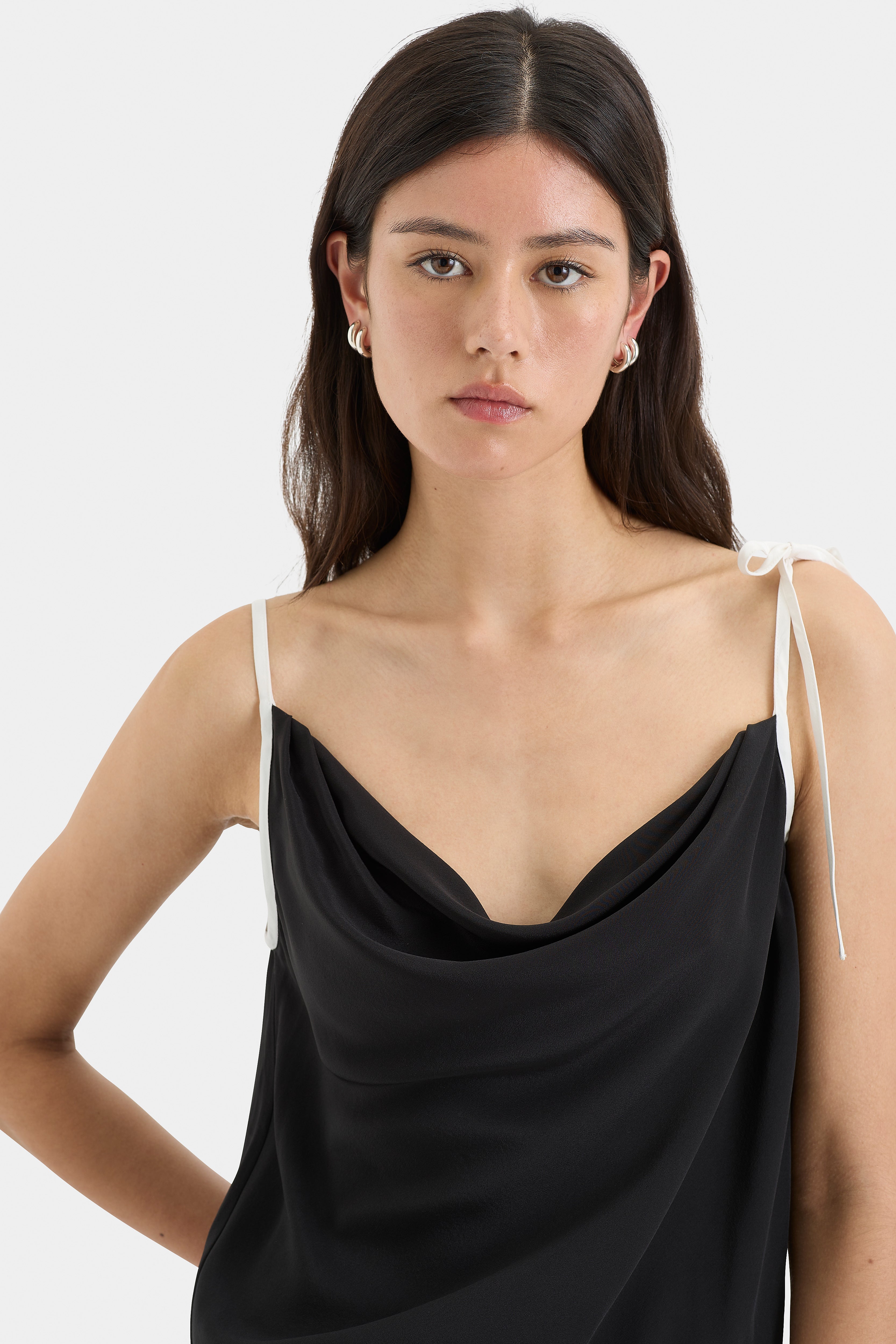 Adrienne Cami Top - Women's Monochrome Sleeveless Tank Top for Layering, Lounge & Casual Wear