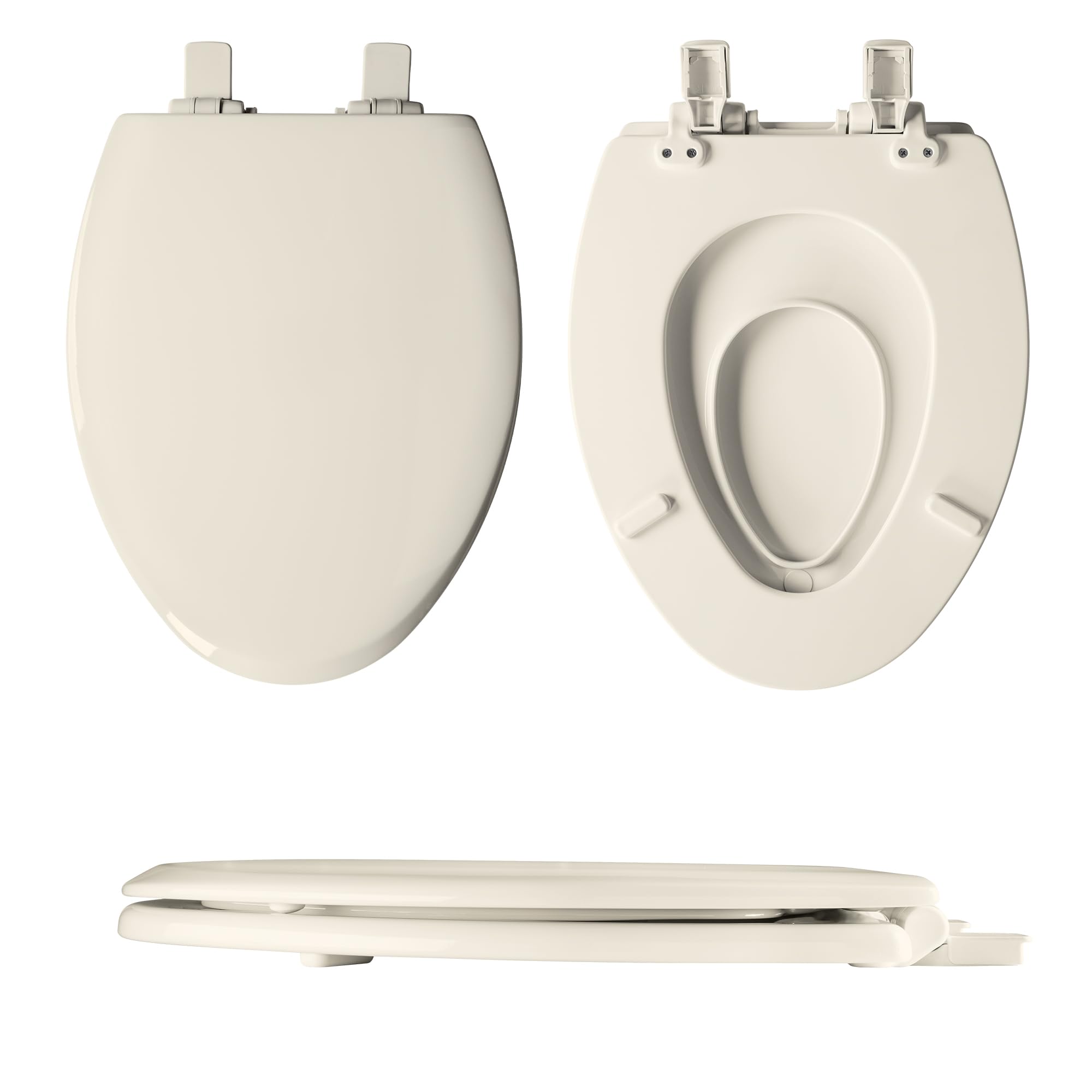 Mayfair NextStep2 Elongated Toilet Seat with Built-In Toddler Potty Training - Slow Close, Easy Clean, Magnetic Removable Kids Seat - Biscuit Color - Perfect for Potty Training Toddlers & Family Bathrooms