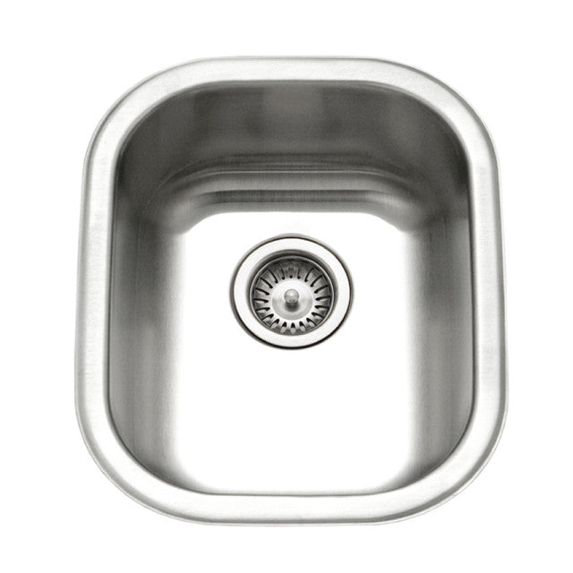 Houzer Club Series 17-Inch Stainless Steel Undermount Single Bowl Bar Prep Sink with Basket Strainer - Perfect for Kitchen Islands, Wet Bars, and Small Space Prep Areas