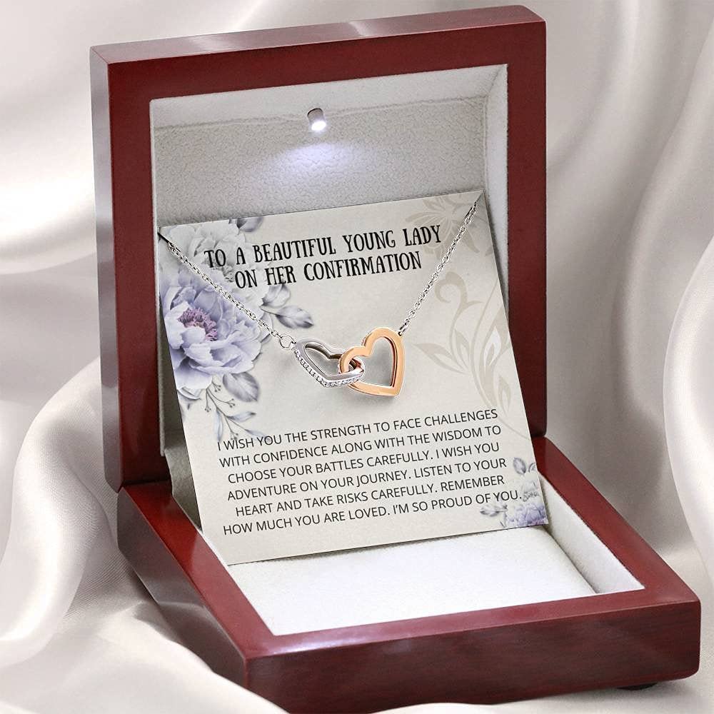 Personalized Interlocking Hearts Necklace - Wisdom to Choose Confirmation Jewelry Gift for Boys - Baptism Present with Card - Elegant Religious Keepsake for Special Occasions like Confirmations, Baptisms and Faith Celebrations