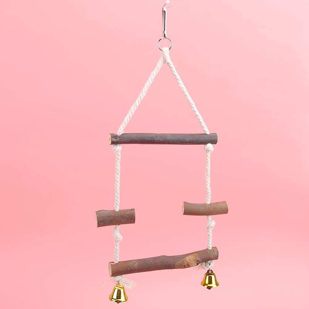Cotton Rope Bird Swing & Climbing Ladder - Chewable Standing Rack Hanging Toy for Parrots, Cockatiels & Small Birds - Perfect for Cage Play & Exercise
