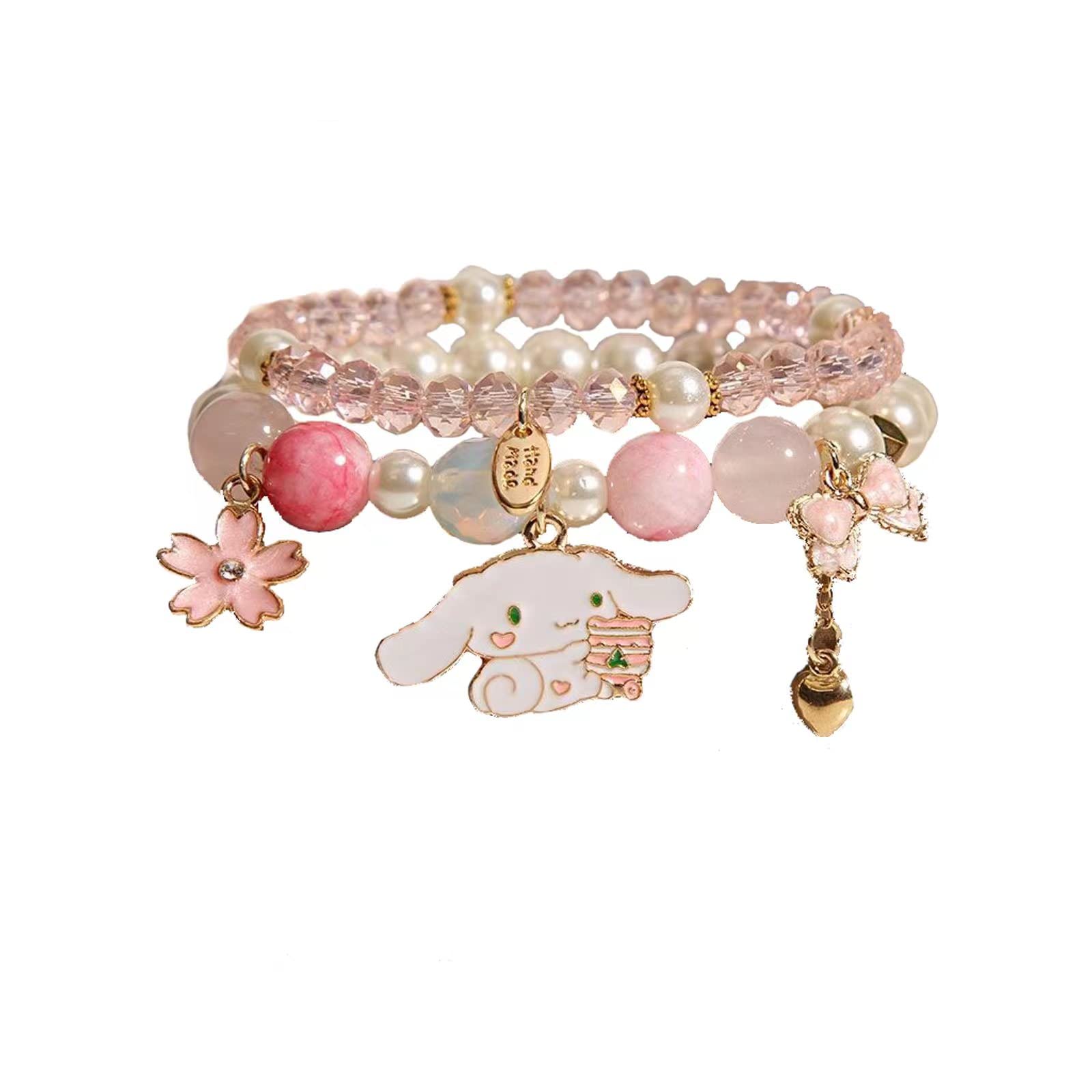 NIQIPOK Cute Cartoon Kawaii Crystal Bead Bracelet - Elastic Beaded Friendship Bracelets for Women & Girls - Anime Matching Relationship Bracelet - Perfect Gift for Best Friends, Birthday & Everyday Wear