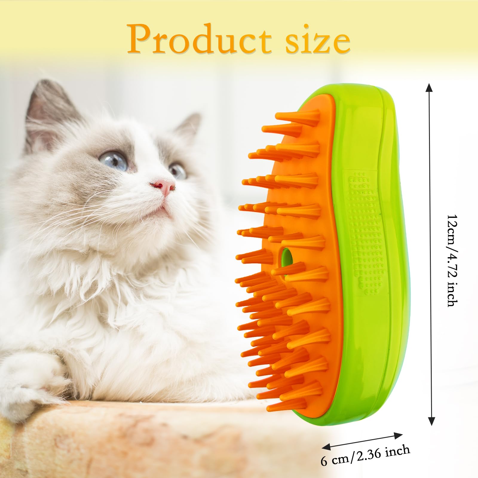 3-in-1 Steamy Cat Grooming Brush - Silicone Pet Hair Brush for Shedding & Cleaning with Water - Gentle Massager for Cats & Dogs | Perfect for Home Grooming & Reducing Pet Hair on Furniture