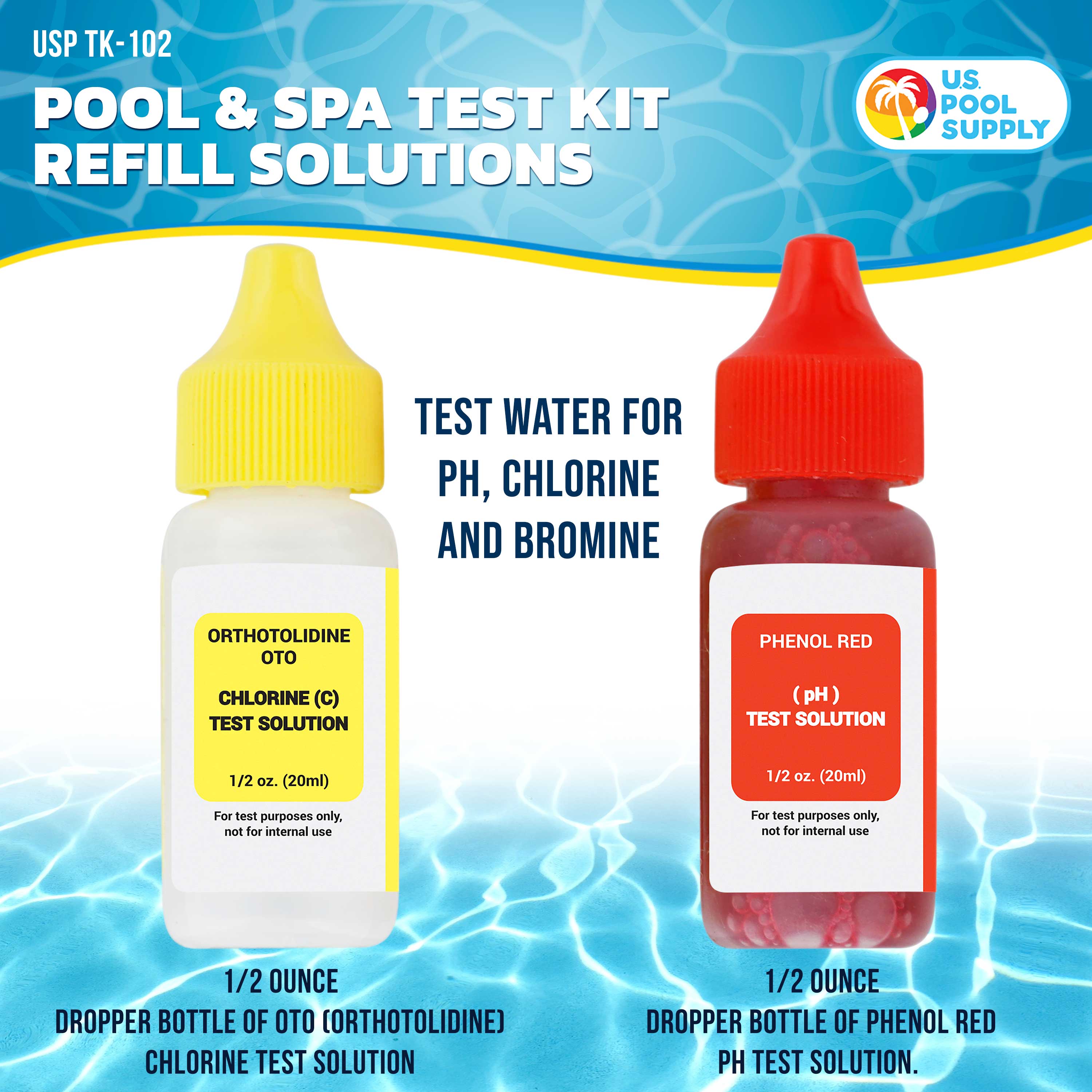 U.S. Pool Supply® Swimming Pool & Spa Water Test Kit Refills - pH, Chlorine & Bromine Testing Strips for Accurate Water Quality Analysis | Ideal for Pool Maintenance, Hot Tub Care & Spa Water Treatment