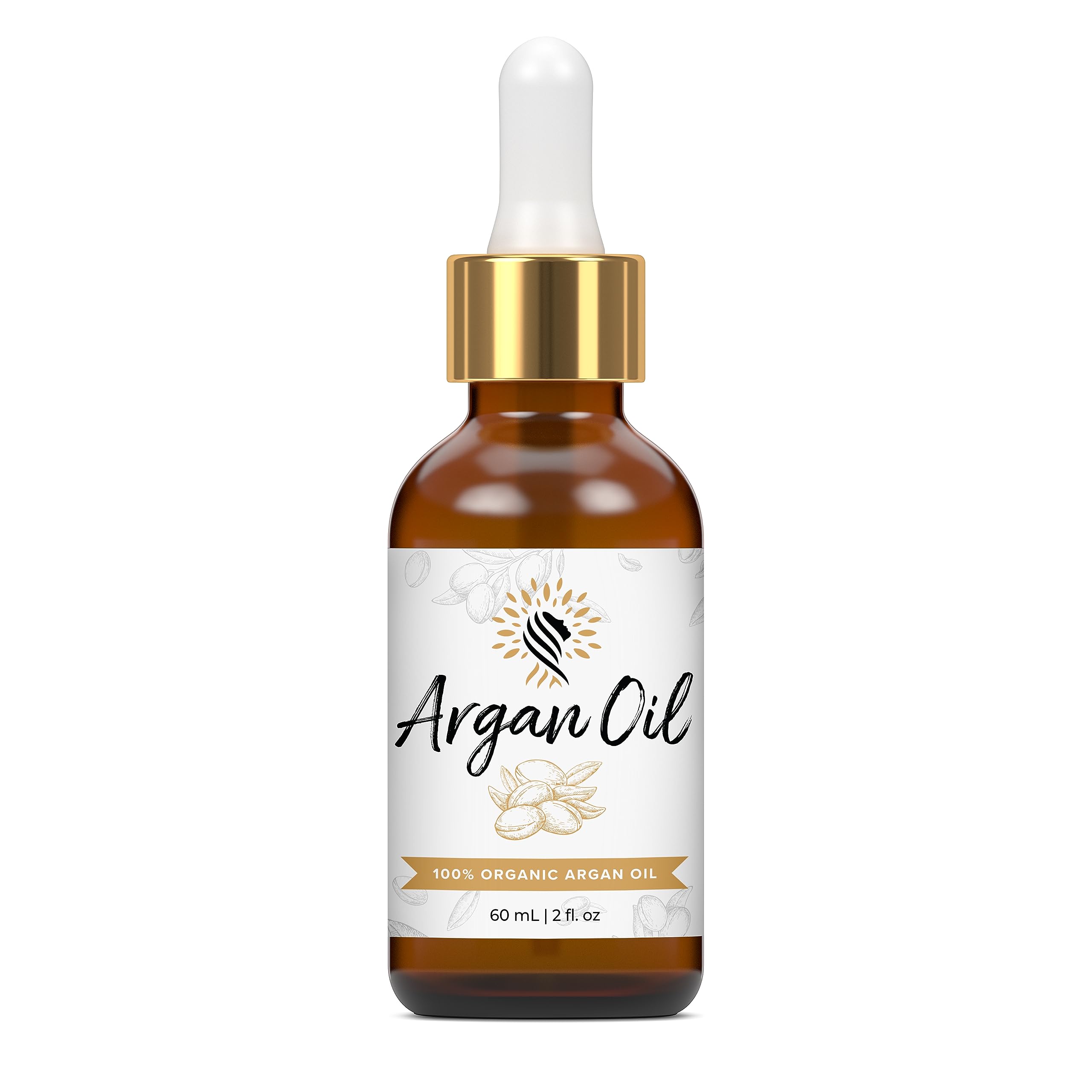 100% Pure Organic Moroccan Argan Oil for Hair, Skin & Beard Care - Cold Pressed Unscented Argan Oil - Natural Moisturizer for Dry Hair, Face, Nails & Cuticles - 2 Fl Oz - Perfect for Daily Hydration & Beauty Routine