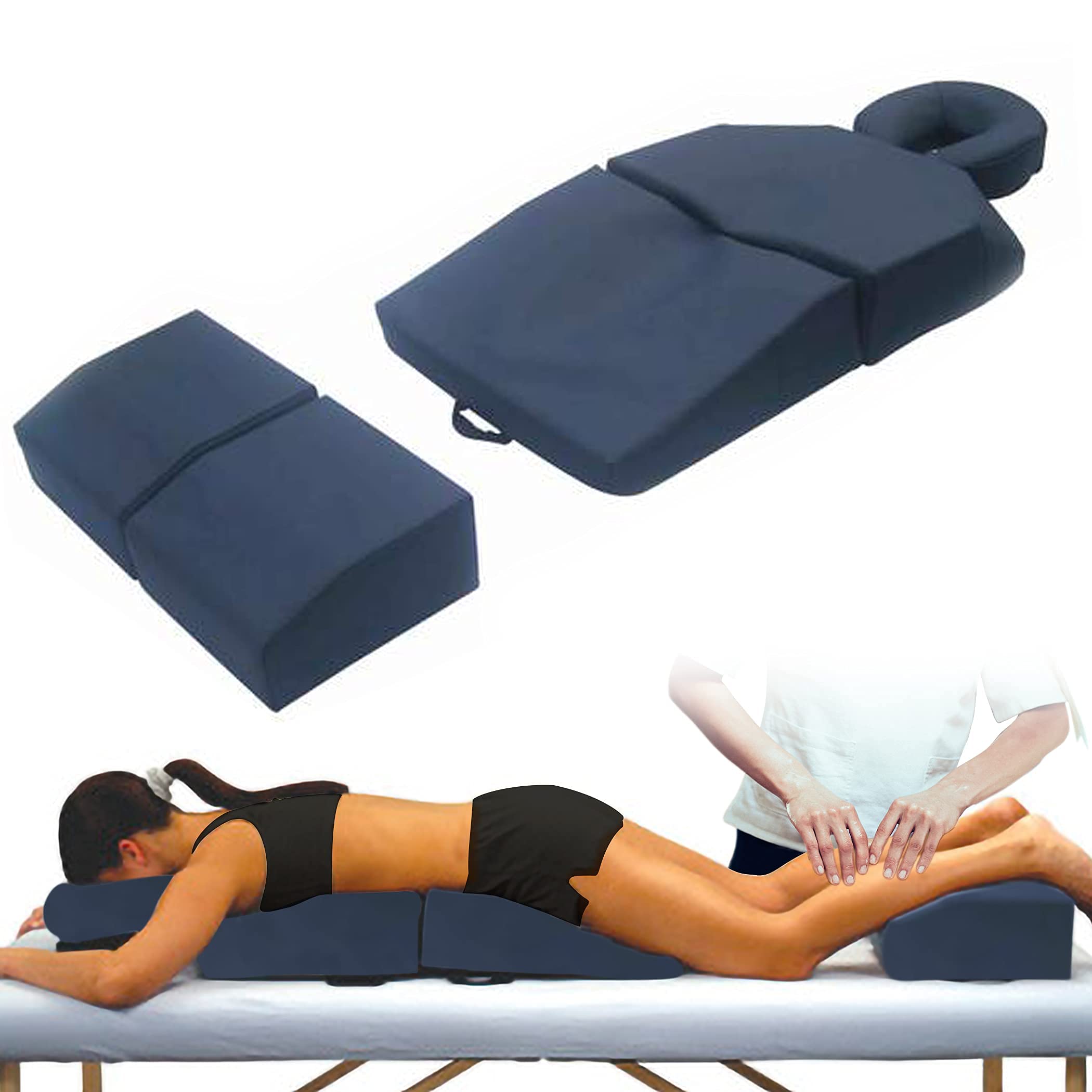 **Amethyst Lake Pregnancy Massage Cushion with Headrest – Full Body Prenatal Support Pillow for Lower Back Pain Relief & Post-Surgery Comfort – Blue | Ideal for Moms-to-Be, Breast Surgery Recovery & Relaxation at Home**