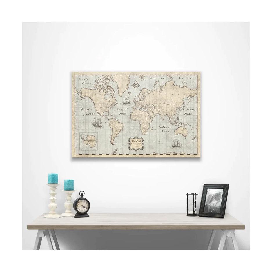 World Push Pin Map - Travel Tracker for Wall Decor, Adventure Journal & Vacation Planning - Perfect for Home, Office & Gifts