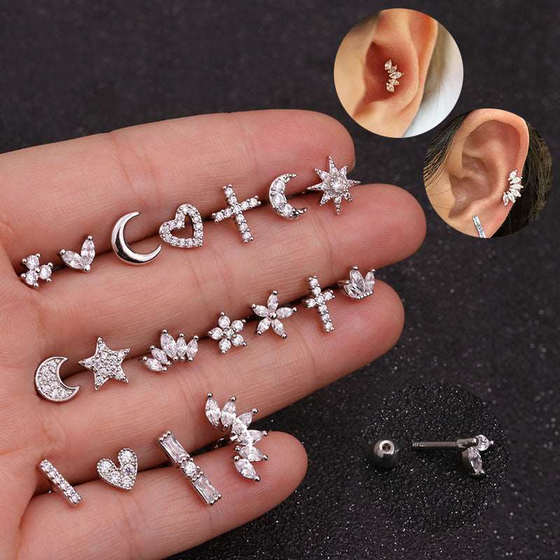 16G Cartilage Tiny Stud Heart CZ Stud Earrings - Hypoallergenic Stainless Steel Body Jewelry for Women | Perfect for Cartilage, Helix, Tragus Piercings & Everyday Wear