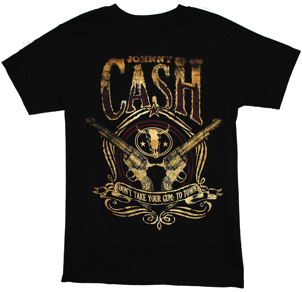 Zion Rootswear Men's Johnny Cash Guns To Town Graphic T-Shirt - Vintage Band Tee for Concerts & Casual Wear