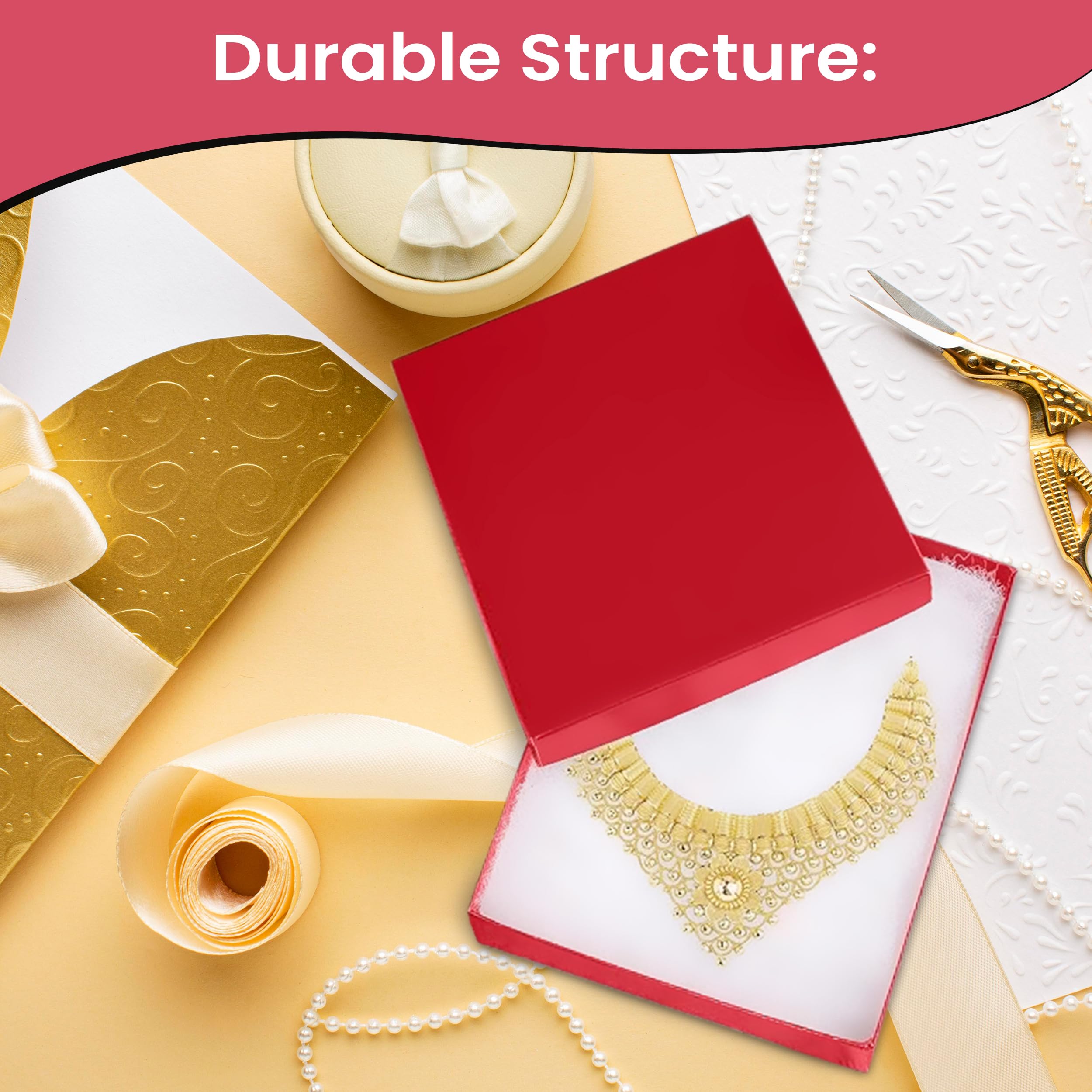 Premium 8-Pack Red Jewelry Gift Box Set (7x5x1.25 inches) with Cotton Filling | USA-Made Cardboard Jewelry Storage Boxes with Lids | Perfect for Bracelets, Necklaces, Rings & Earrings | Elegant Gift Packaging for Birthdays, Anniversaries & Special Occasions