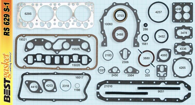 1955 Dodge 270 HEMI Complete Engine Gasket Set - Includes Head, Intake, Exhaust & Rear Main Seals - Perfect for Classic Car Restoration & Engine Rebuild Projects