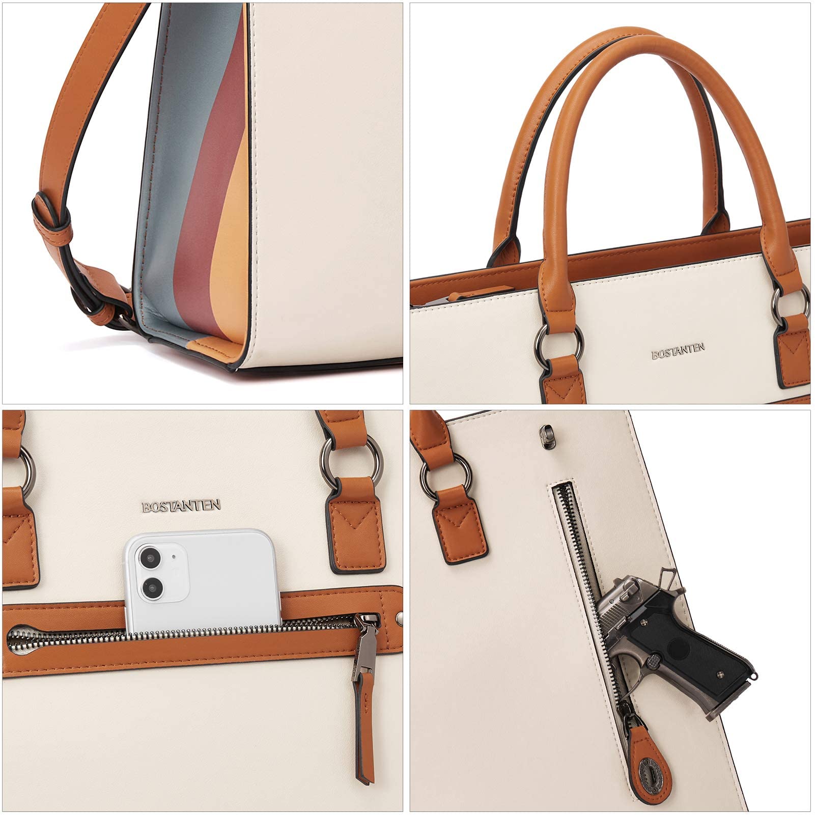 BOSTANTEN Genuine Leather Laptop Briefcase for Women with Matching Wallet - Professional Business Bag for Work, Office, and Travel