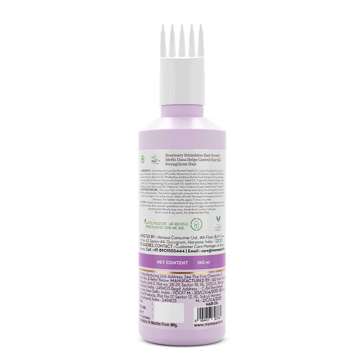 Mamaearth Rosemary & Fenugreek Hair Growth Oil - 150ml | Promotes Hair Growth, Reduces Hair Fall & Strengthens Hair | Natural Solution for Thinning Hair & Scalp Care | Perfect for Daily Hair Care Routine & Styling Prep