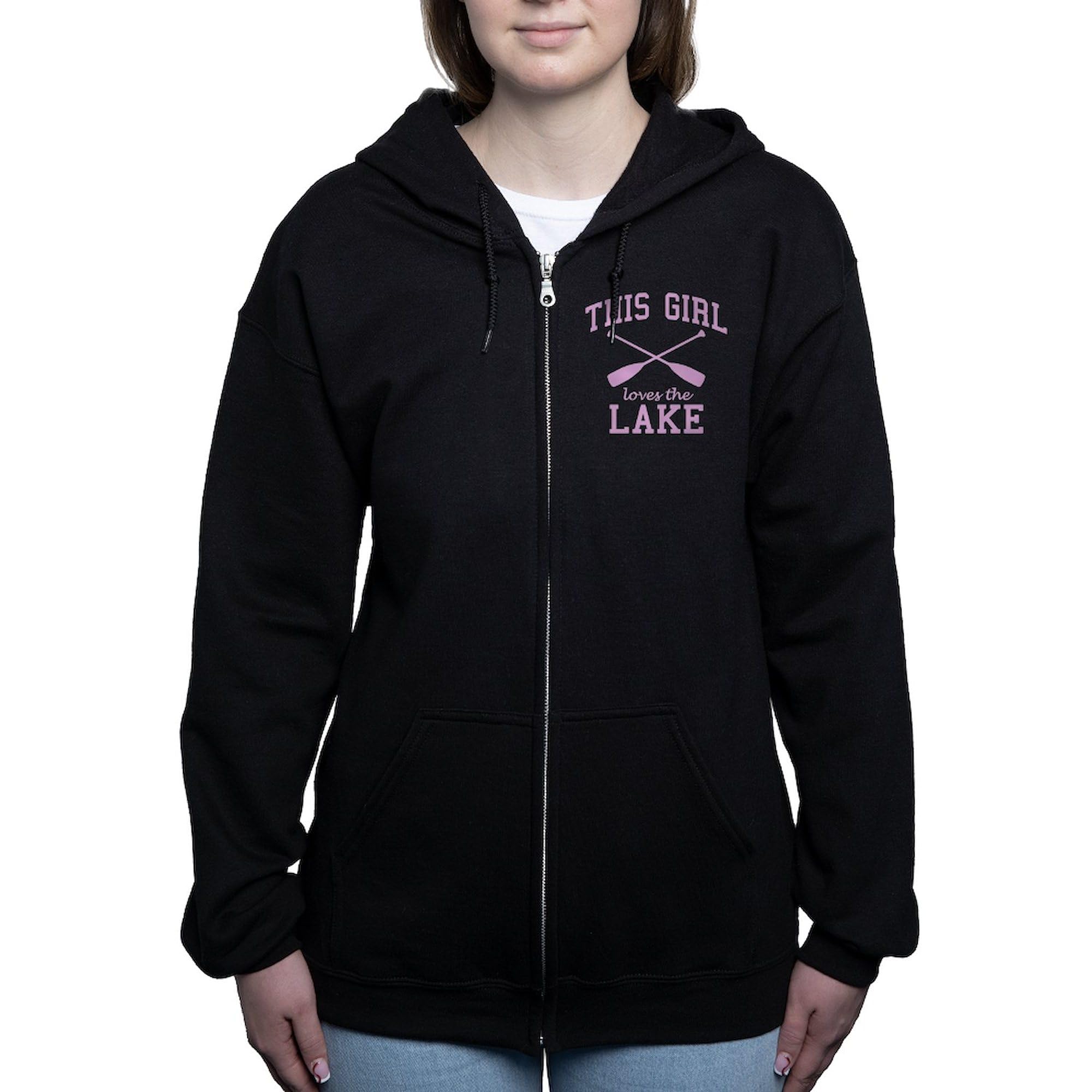 This Girl Loves The Lake Women's Zip-Up Hoodie Sweatshirt | Cozy Fleece Jacket for Lakeside Relaxation, Camping & Outdoor Adventures