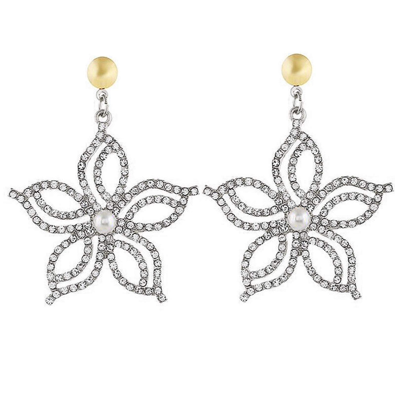 Fashion Rhinestone Star Flower Dangle Drop Earrings for Women - Elegant Party Jewelry Gift for Summer, Birthday & Special Occasions | Perfect for Weddings, Date Nights & Holiday Celebrations