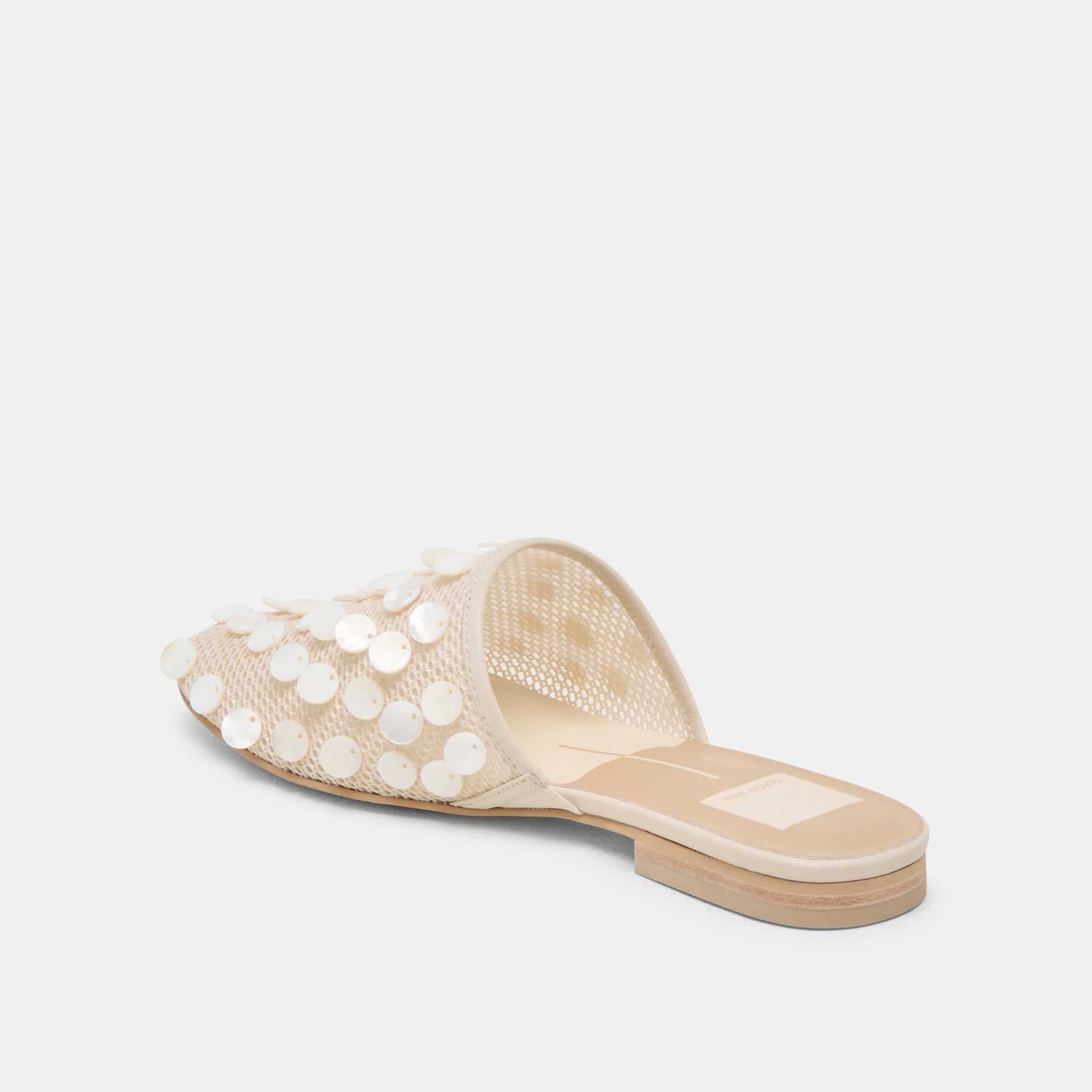 ROVA BEAD FLATS IVORY DISC MESH - Women's Fashion Sandals for Summer, Beach, and Casual Outings