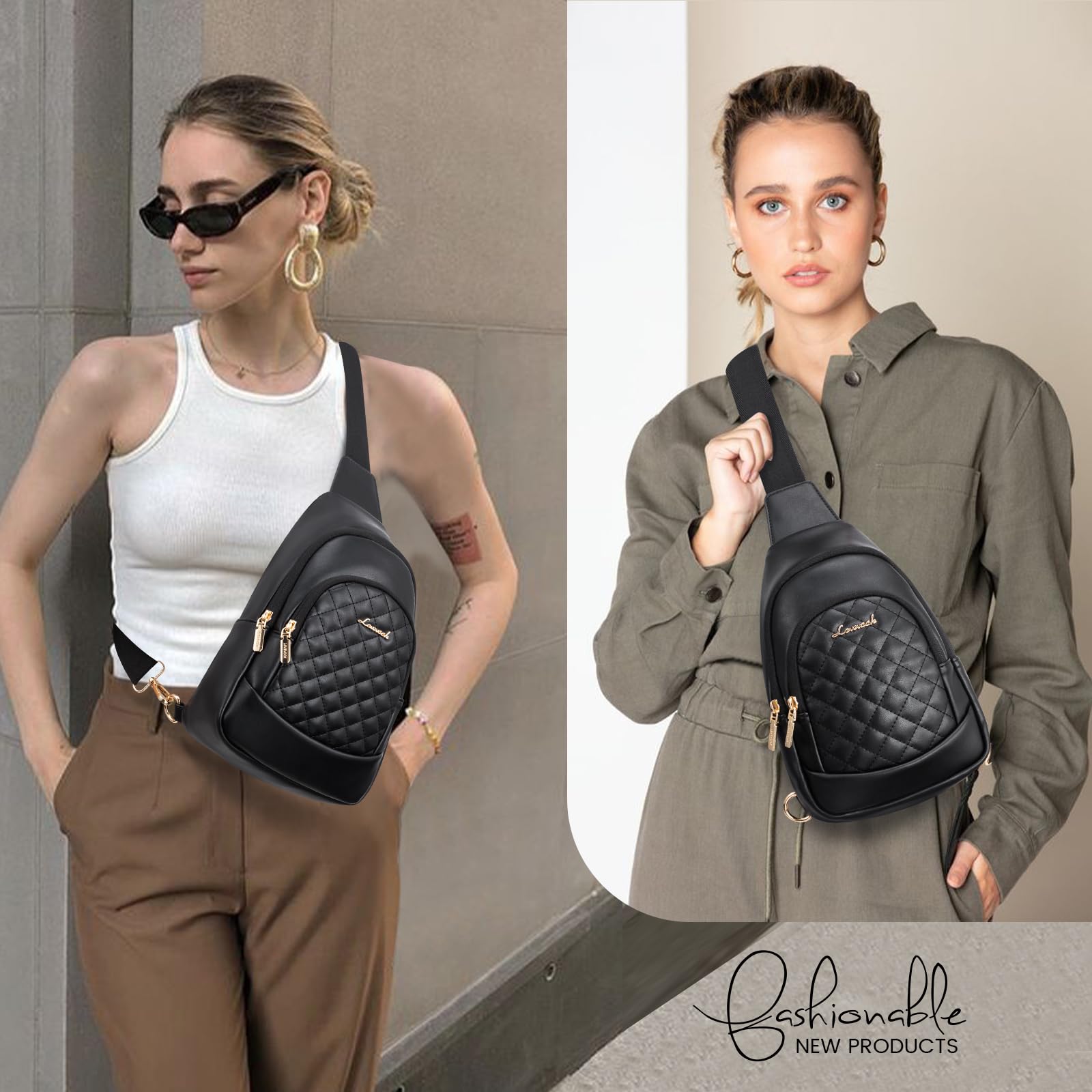LOVEVOOK Women's Leather Crossbody Sling Bag with Detachable Strap - Fashionable Shoulder Purse for Daily Use, Travel & Shopping