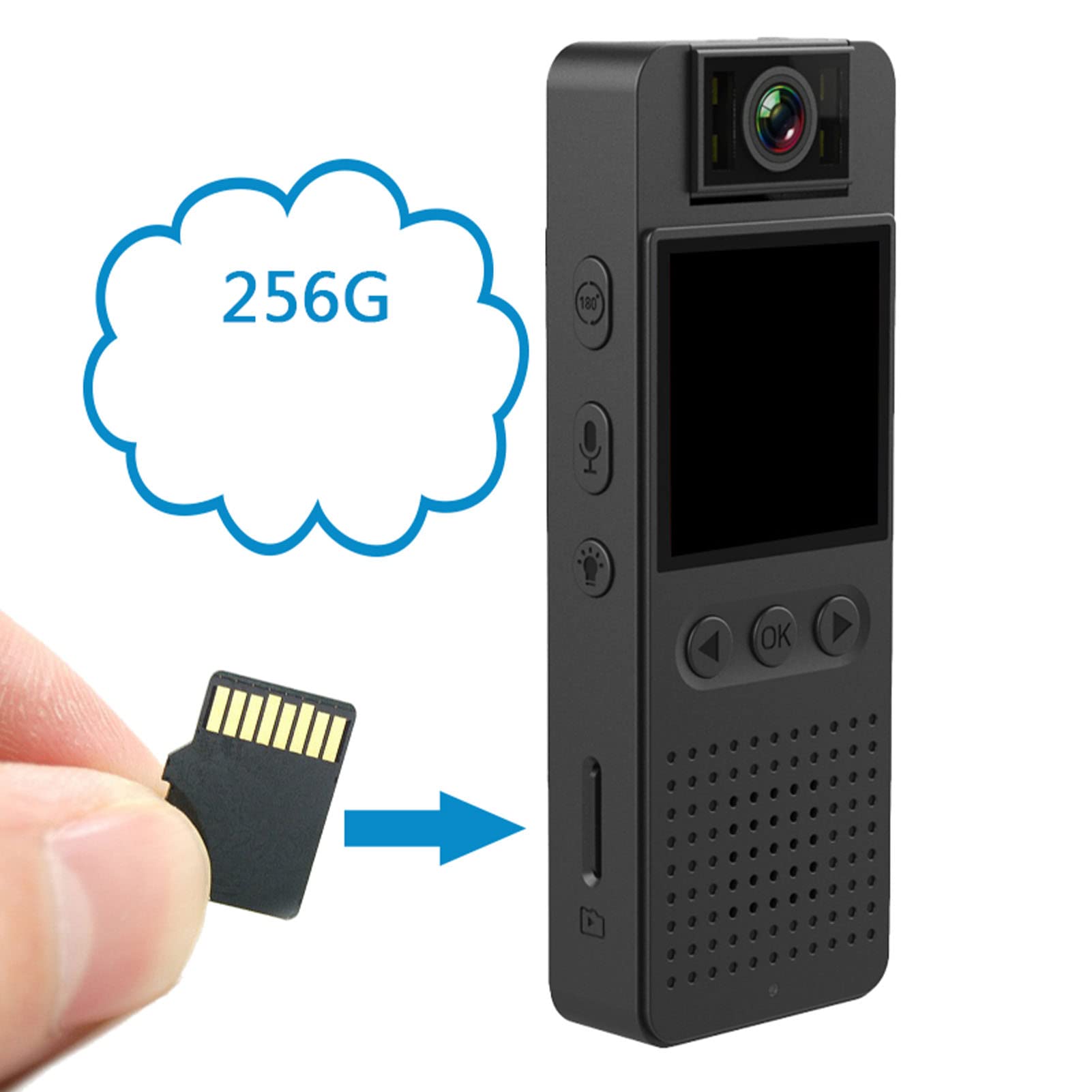 1080P HD Body Camera with 180° Rotatable Lens & OLED Screen - 32GB Wearable Camcorder with Audio Recording for Law Enforcement, Security Guards, Home & Outdoor Surveillance