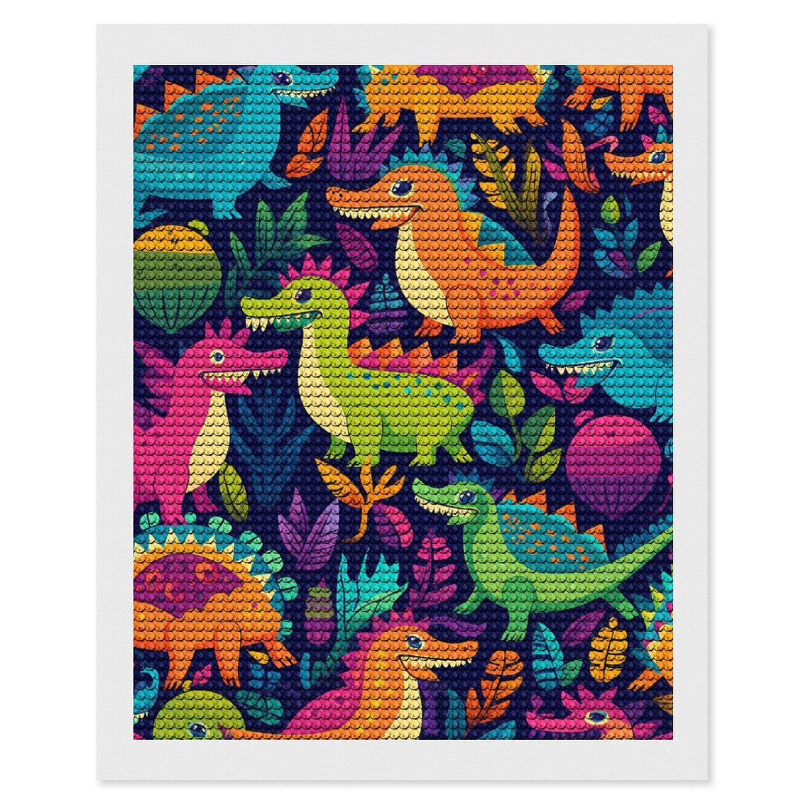 Vibrant Dinosaur Diamond Painting Kit - DIY Full Drill 5D Mosaic Art for Wall Decor | Perfect for Home, Office, Kids Room & Gift Giving