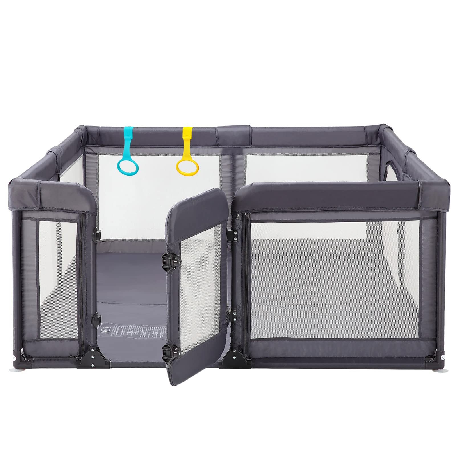 Baby Playpen with Door - Large Play Yard for Babies & Toddlers, Safe Baby Gate & Fence Play Area (Grey) - Perfect for Indoor Playtime, Nursery Safety & Childproofing