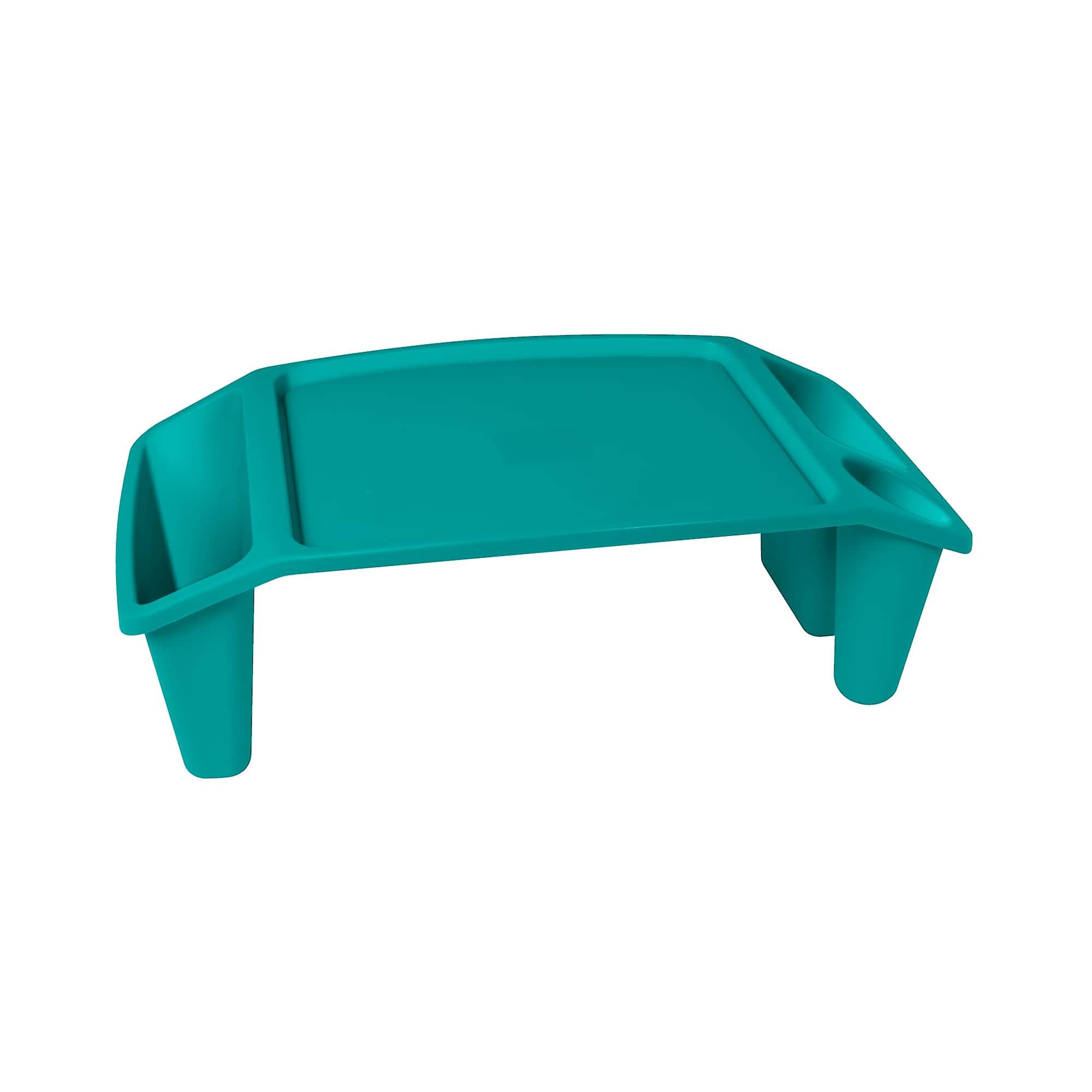 Creatology Plastic Lap Tray - 12 Pack Portable Multi-Compartment Craft Tray for Reading, Studying, Writing & Art Projects - Teal Color - Perfect for Bed, Couch, Car & Travel Use