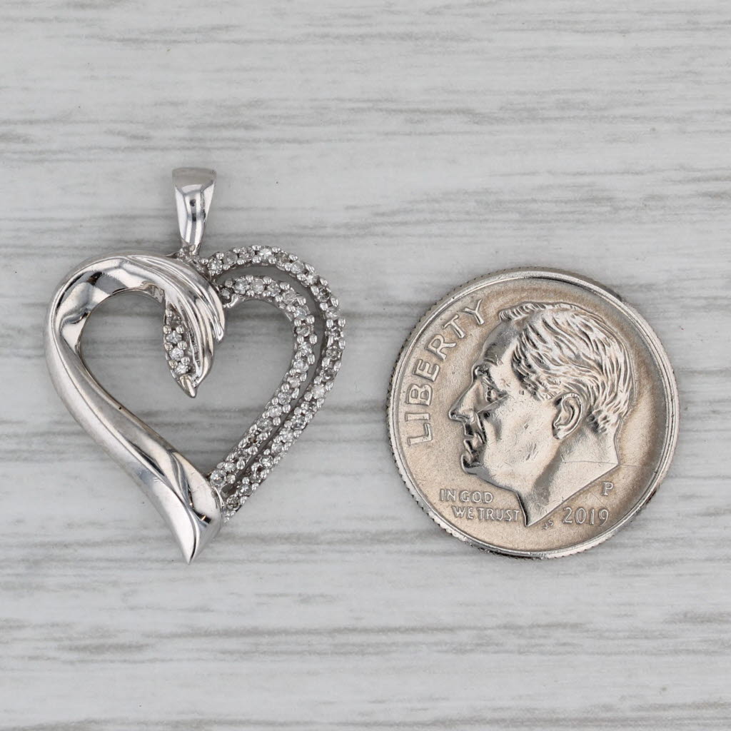 0.10ctw Diamond Heart Pendant Necklace - 10K White Gold Jewelry for Women - Perfect Gift for Valentine's Day, Anniversary & Special Occasions