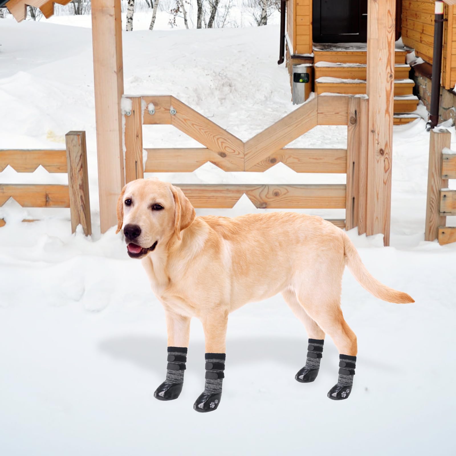 KOOLTAIL Anti-Slip Dog Socks with Grips - Waterproof Winter Boots for Small Medium Large Dogs - Paw Protector for Hardwood Floors - Prevent Licking & Keep Warm in Rain/Snow - Perfect for Indoor/Outdoor Use, Walking & Cold Weather Protection