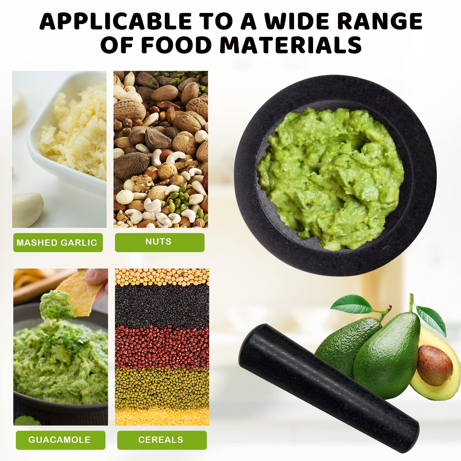 5-Inch Heavy Duty Unpolished Granite Mortar and Pestle Set - 1.5 Cup Capacity Spice Grinder for Crushing, Grinding & Mashing Spices, Seeds, Nuts - Perfect for Guacamole, Garlic Sauce & Herbs - Ideal for Kitchen, Cooking & Food Preparation