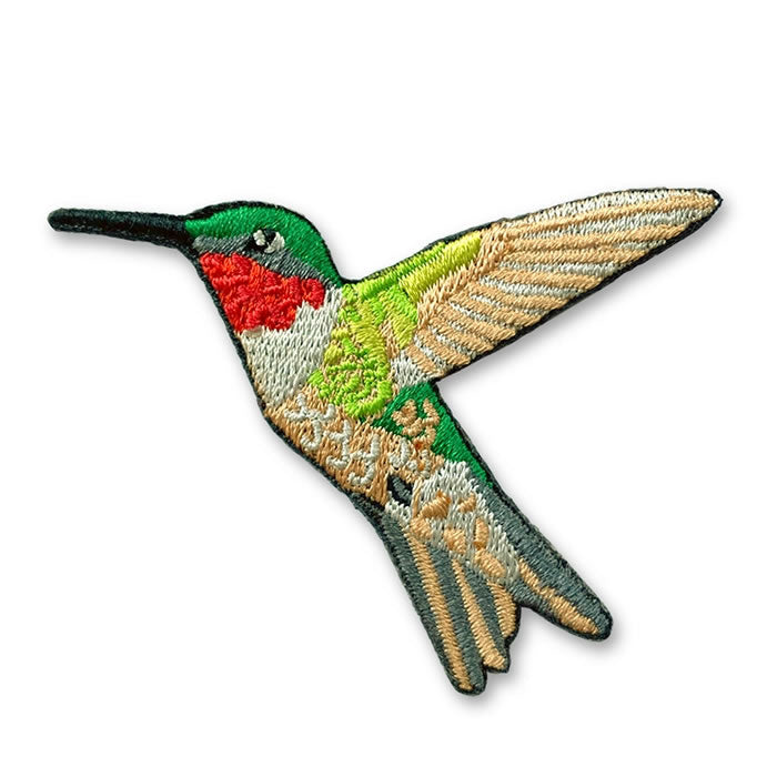 Bird Collective Ruby Throated Hummingbird Iron-On Patch - Embroidered Wildlife Applique for Jackets, Hats & Backpacks - Perfect for Nature Lovers & Outdoor Enthusiasts