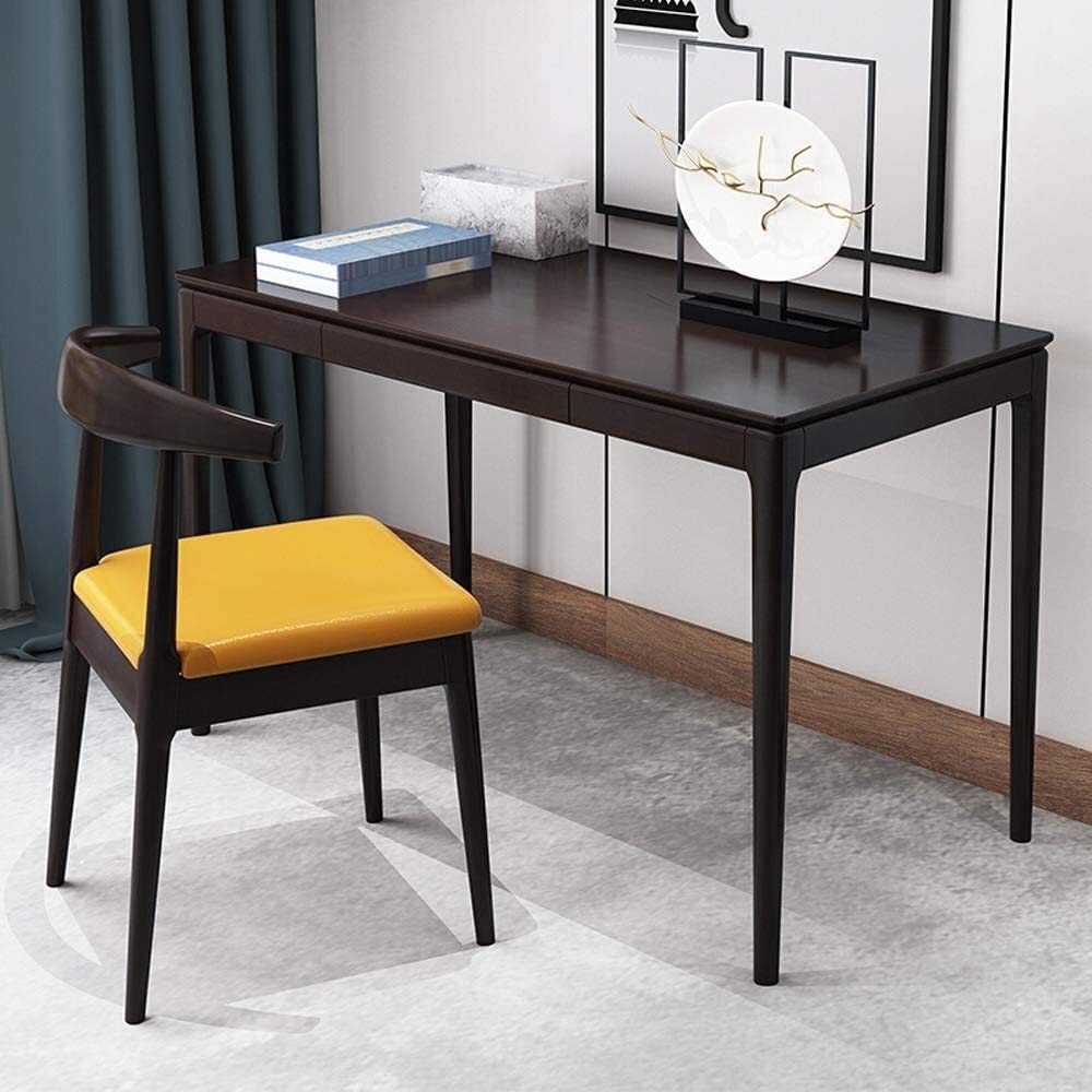 Classic Study Desk and Chair Set for Students - 120x60x75cm, Brown - Perfect for Bedroom, Dorm Room, or Home Office Workspace