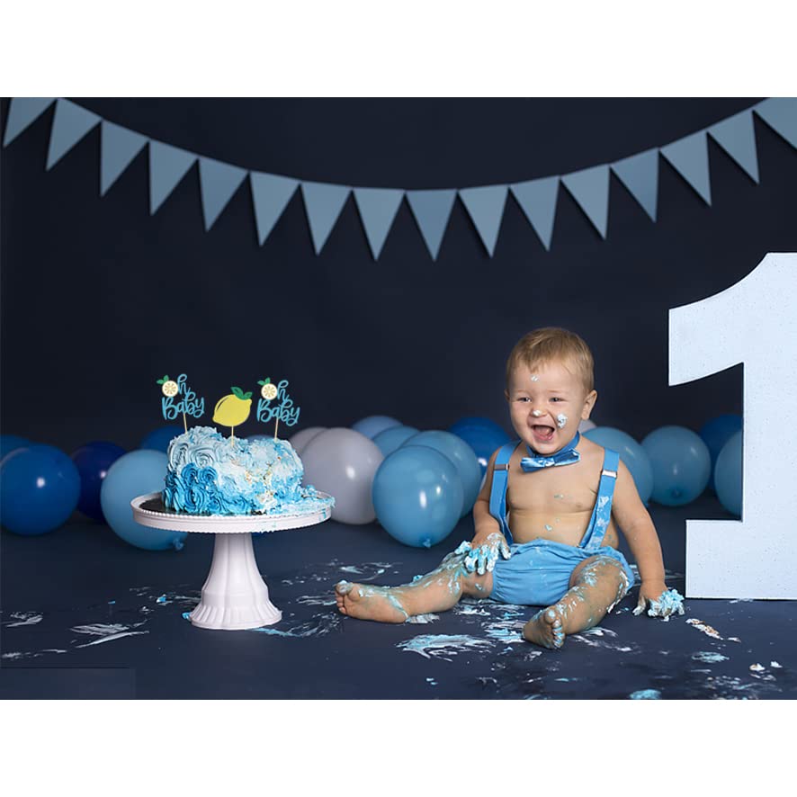 24Pcs Lemon Oh Baby Cupcake Toppers - Adorable Baby Shower & Birthday Party Decorations - Lemon Theme Party Supplies (Blue) - Perfect for Gender Reveal, First Birthday & Nursery Celebrations