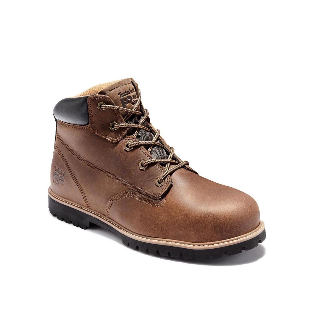 Gritstone 6 Inch Steel Toe Work Boots for Men - Brown Safety Shoes for Construction, Warehouse & Outdoor Work - ASTM F2413-11 Certified