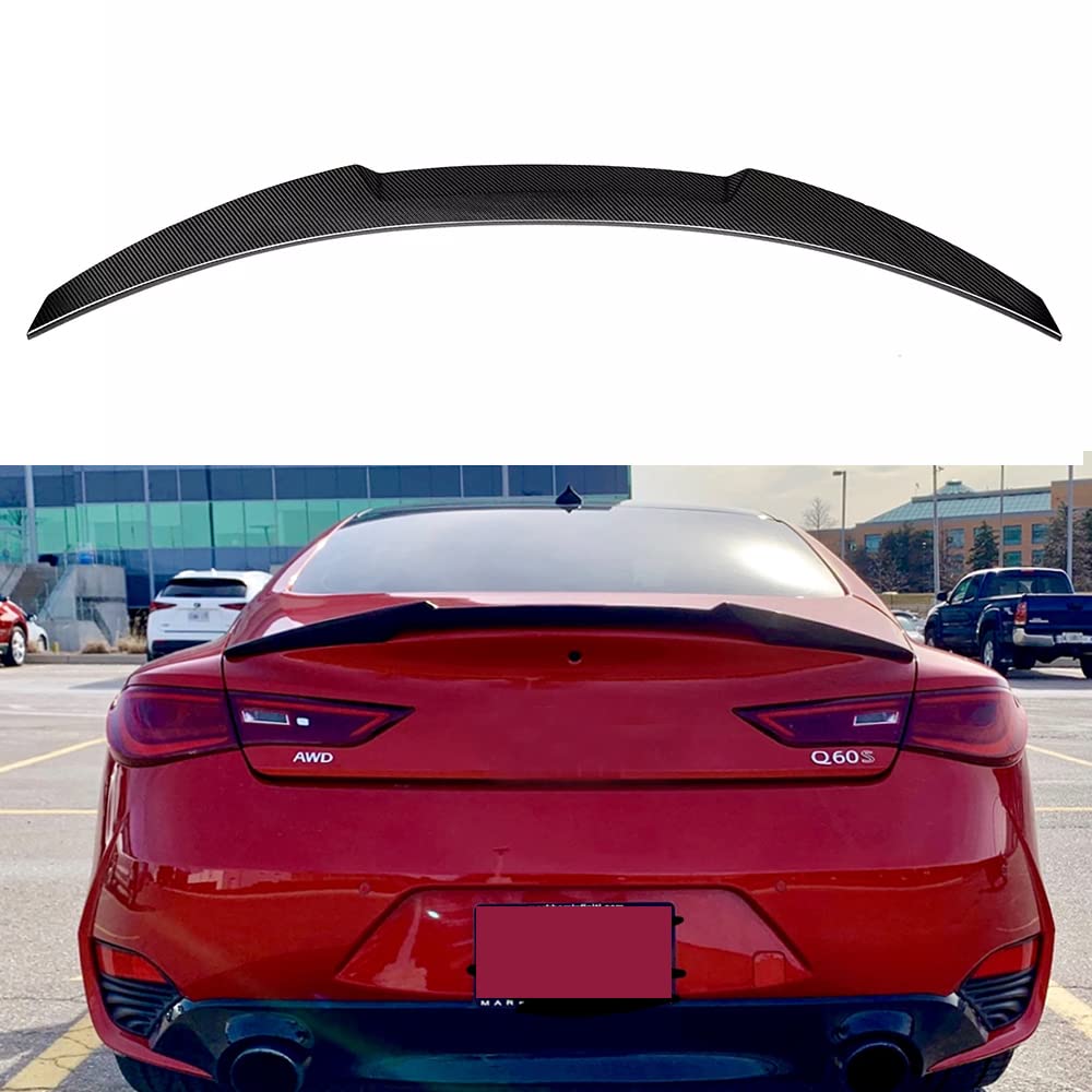 2017-2022 Infiniti Q60 Coupe Carbon Fiber Rear Trunk Spoiler Wing (Style 1) - High Performance Car Styling Accessory for Sporty Look & Improved Aerodynamics