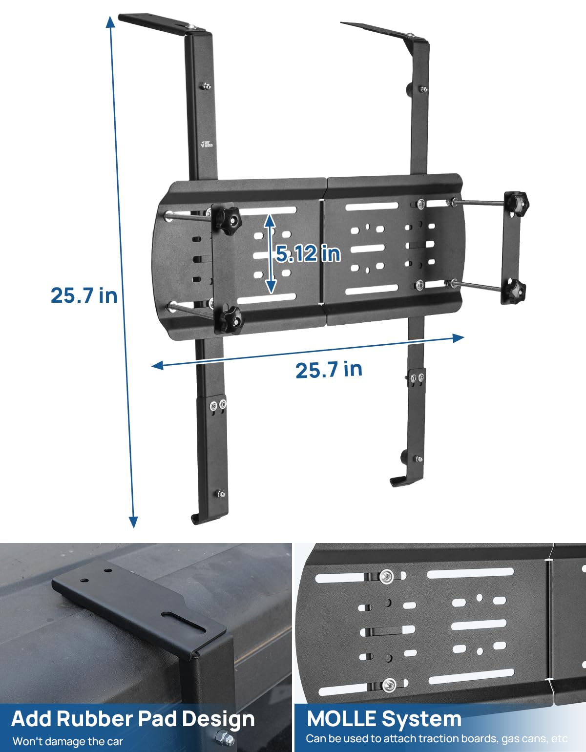 JOYTUTUS JK Rear Window Storage Panel Kit for Jeep Wrangler JK 2007-2018 | Heavy Duty Storage Accessories Mounting Plate | Perfect for Gas Can Mount, Recovery Traction Boards & Off-Road Gear | Great for Camping, Overlanding & Adventure Trips