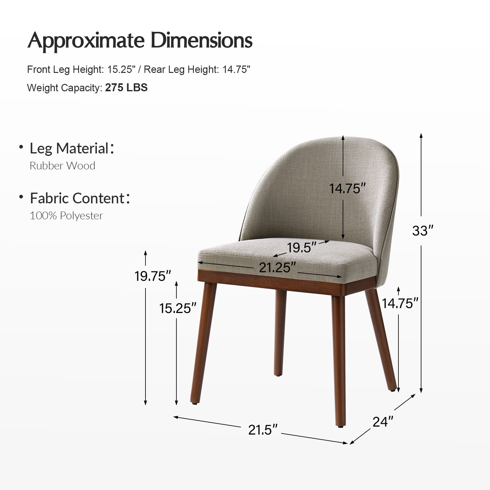 Serta Upholstered Dining Chairs with Solid Wood Legs - Comfortable Modern Kitchen & Dining Room Seating (Set of 2/4/6) for Home, Restaurant, or Office Use