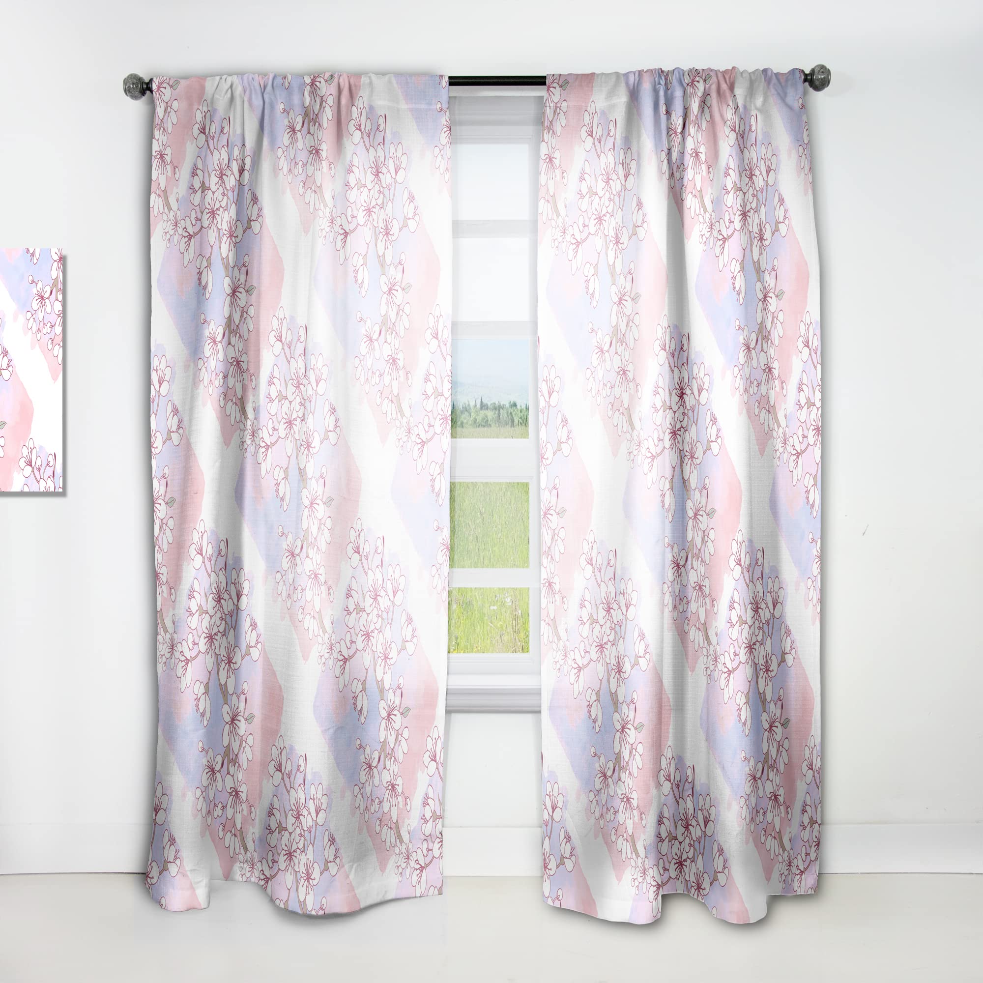 DesignQ Retro Pink Floral Print Thermal Insulated Curtain Panel - 52x120 Inches - Elegant Bedroom & Living Room Window Treatments for Home Decor | Perfect for Vintage Style Interiors & Energy Efficiency