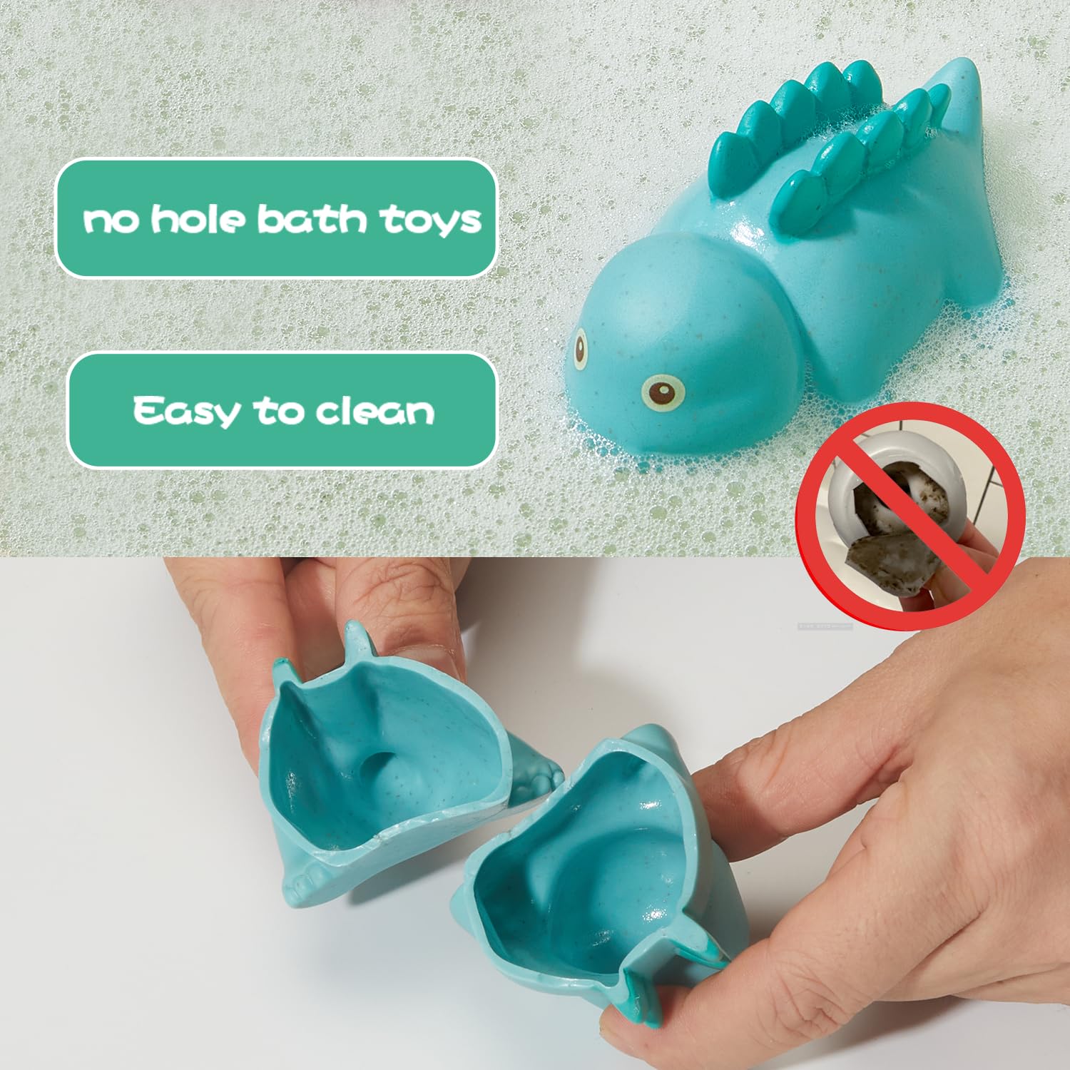 Non-Toxic Dinosaur Bath Toys 9 Pack - Safe Floating Pool Toys for Babies 6-12 Months & Toddlers 1-3 Years | Mold-Free, No Holes Design | Perfect Birthday Gift for Boys & Girls | Fun Bathtime & Pool Playtime