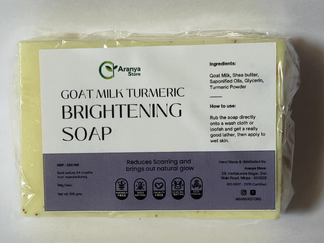 Aranya Store Natural Goat Milk & Turmeric Brightening Soap for Glowing Skin - Gentle Cleansing, Moisturizing & Skin Lightening Face & Body Soap for Daily Use