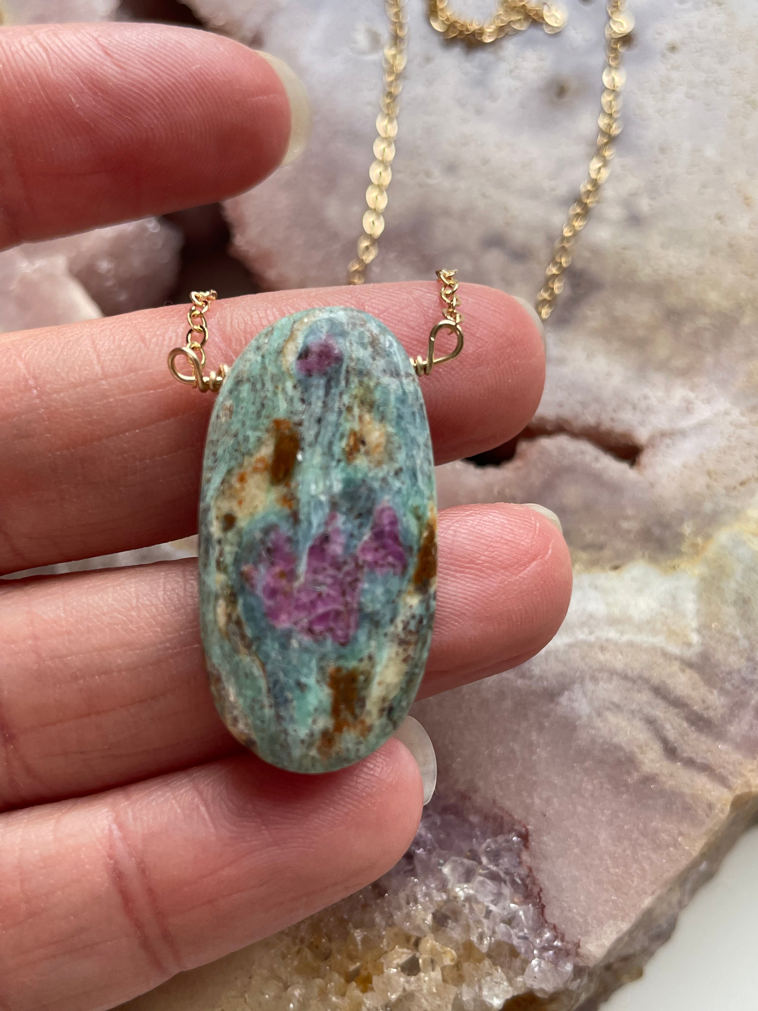 Elegant Ruby in Fushite Necklace - 14K Gold Filled Pendant for Women | Perfect Gift for Birthday, Anniversary & Valentine's Day