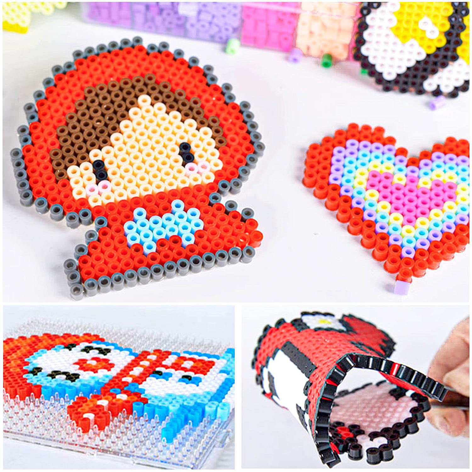 5000-Piece Perler Beads Kit with 5 Large Pegboards, Tweezers & Ironing Papers | DIY Fuse Bead Crafts for Kids & Adults | Perfect for Home Decor, Gifts & Creative Projects