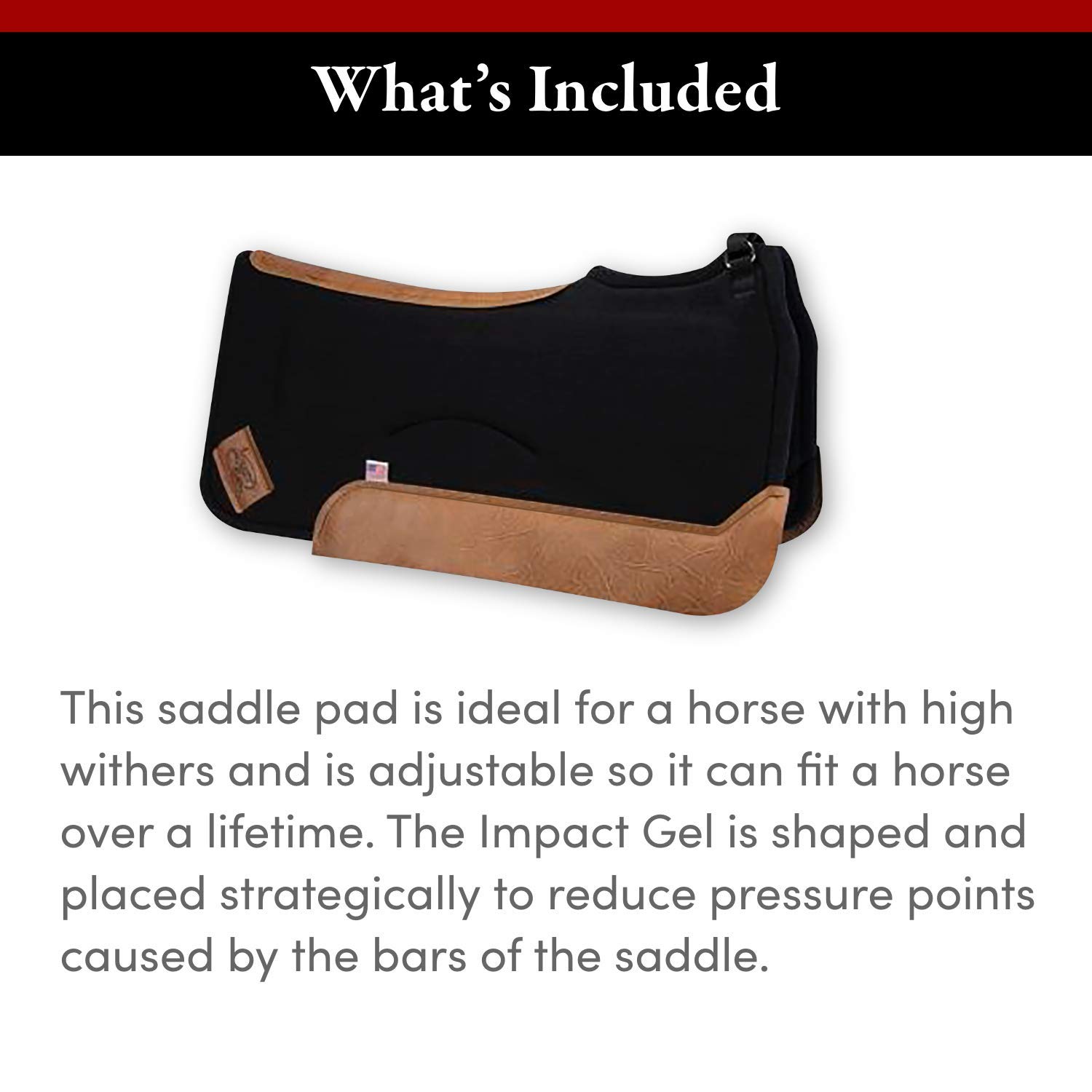Impact Gel Wither Relief Saddle Pad for Horses - Shock Absorbing & Pressure Relief - Comfortable Riding for Trail, Dressage & Jumping - Perfect for Sensitive Back Horses