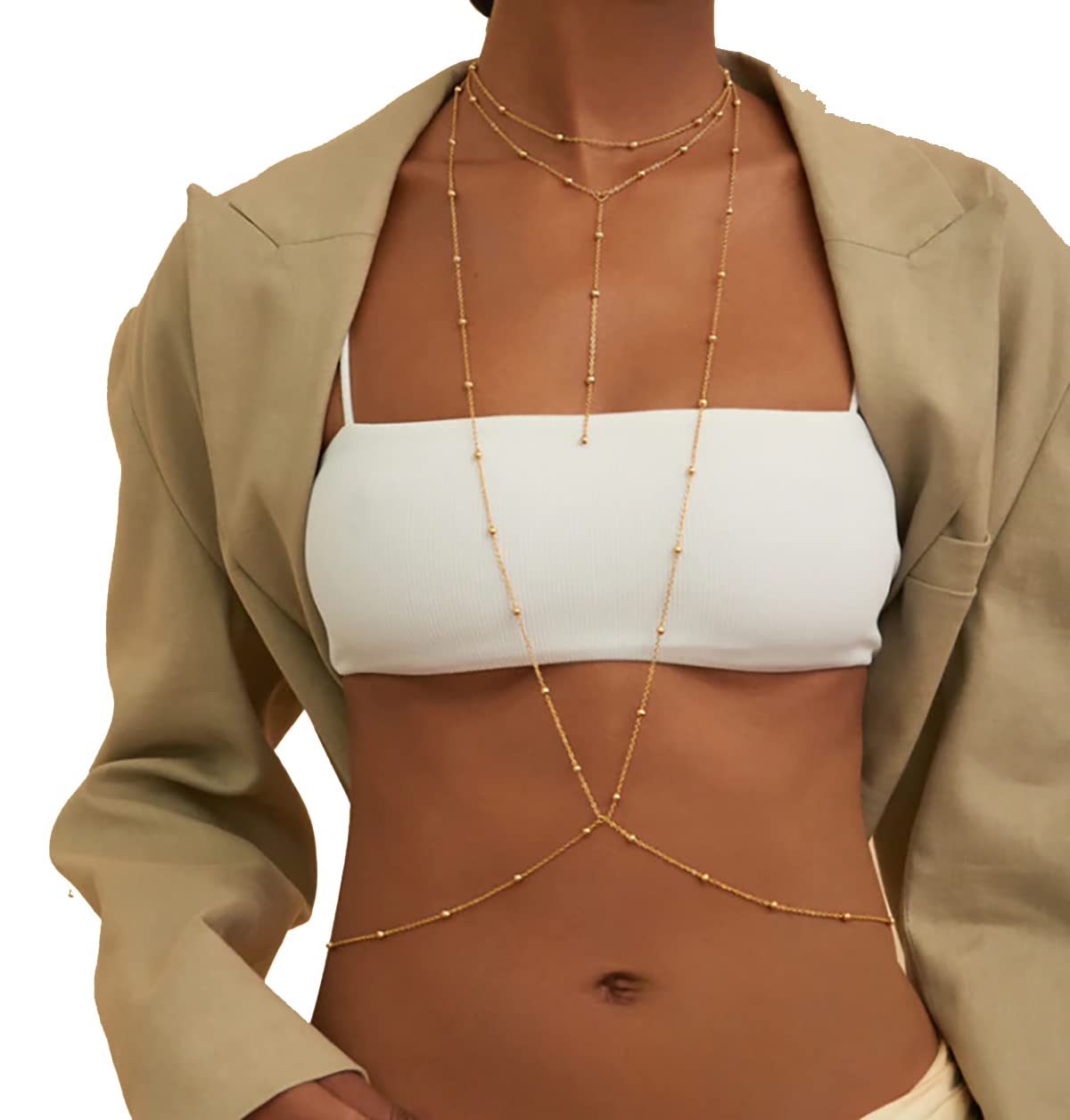 Golden Body Chain Belly Chain Waist Jewelry for Women - Elegant Sexy Body Jewelry for Parties, Beach, Festival & Special Occasions