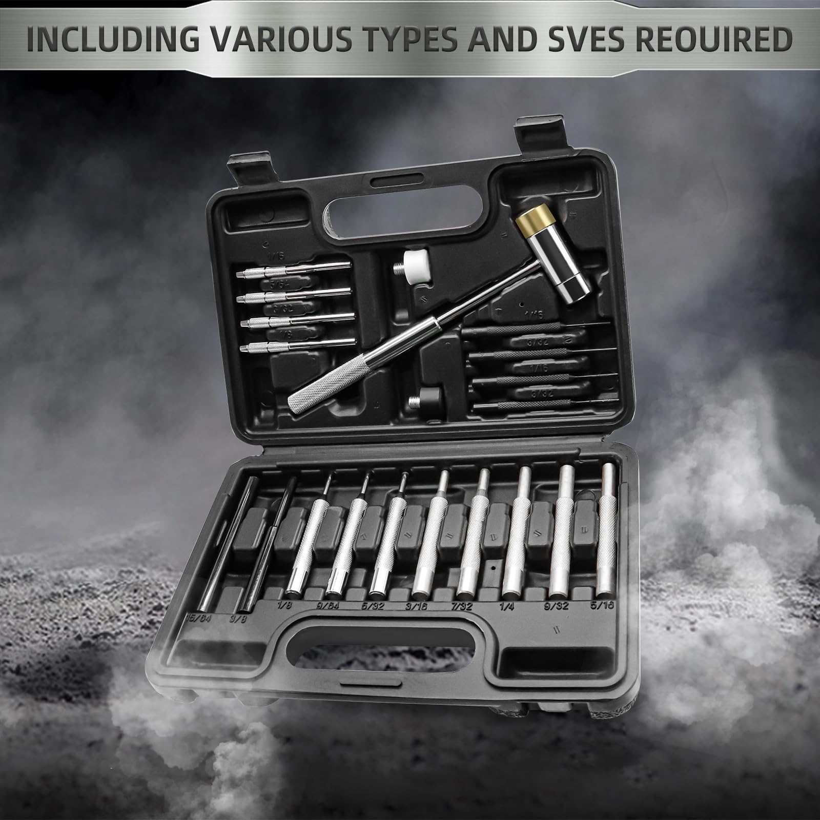 Professional Heavy-Duty Pin Punch Set - 12-Piece Roll Pin Punch Tool Kit with Organizer Storage Box | Precision Bench Block & Durable Metal Construction | Ideal for Mechanical Repairs, Gunsmithing & Automotive Maintenance