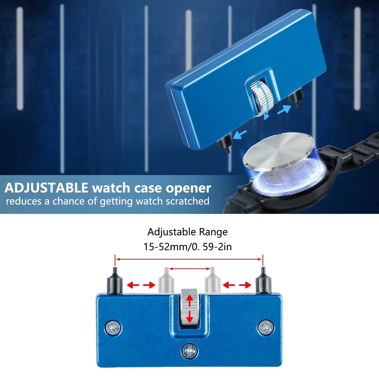 6 in 1 Professional Watch Repair Kit with Watch Press Tool & Battery Replacement - Includes Watch Back Remover, Case Opener & Adjustable Tools for DIY Watch Maintenance - Perfect for Watchmakers, Jewelers & Home Watch Repair Enthusiasts