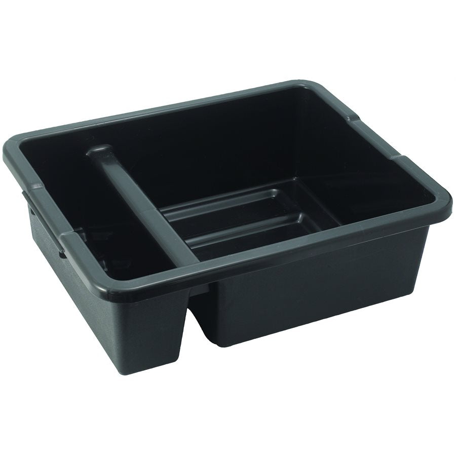 Winco Two Compartment Bus Bin - Heavy Duty Black Plastic Food Pan for Restaurants & Catering | Perfect for Buffet Serving, Dishwashing & Kitchen Organization