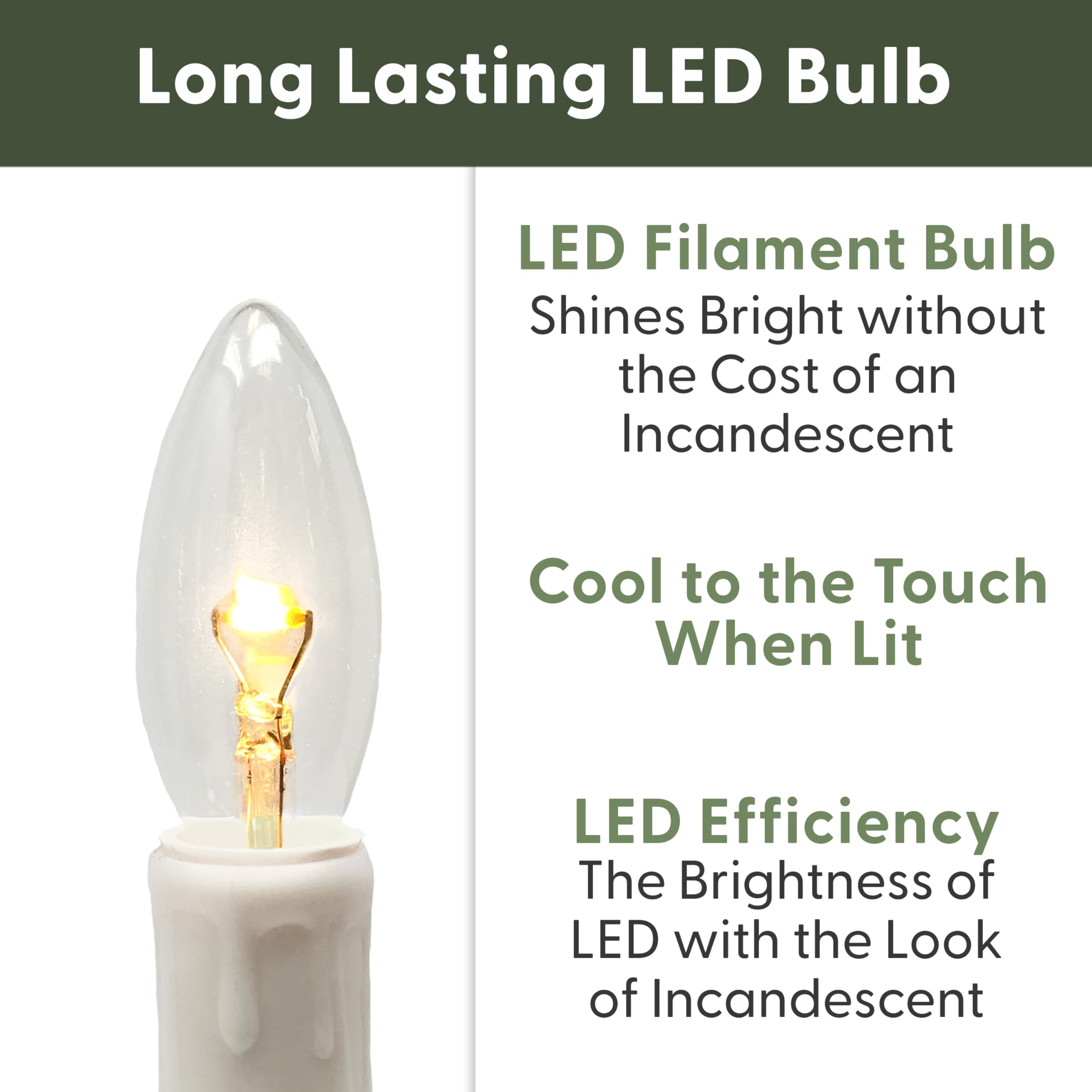 Vermont Electric LED Window Candles with Clear Bulb - Set of 4, Auto Timer, Slim Metal Base (Antique Bronze) - Perfect for Holiday Decor, Christmas Lights, Home & Window Decoration