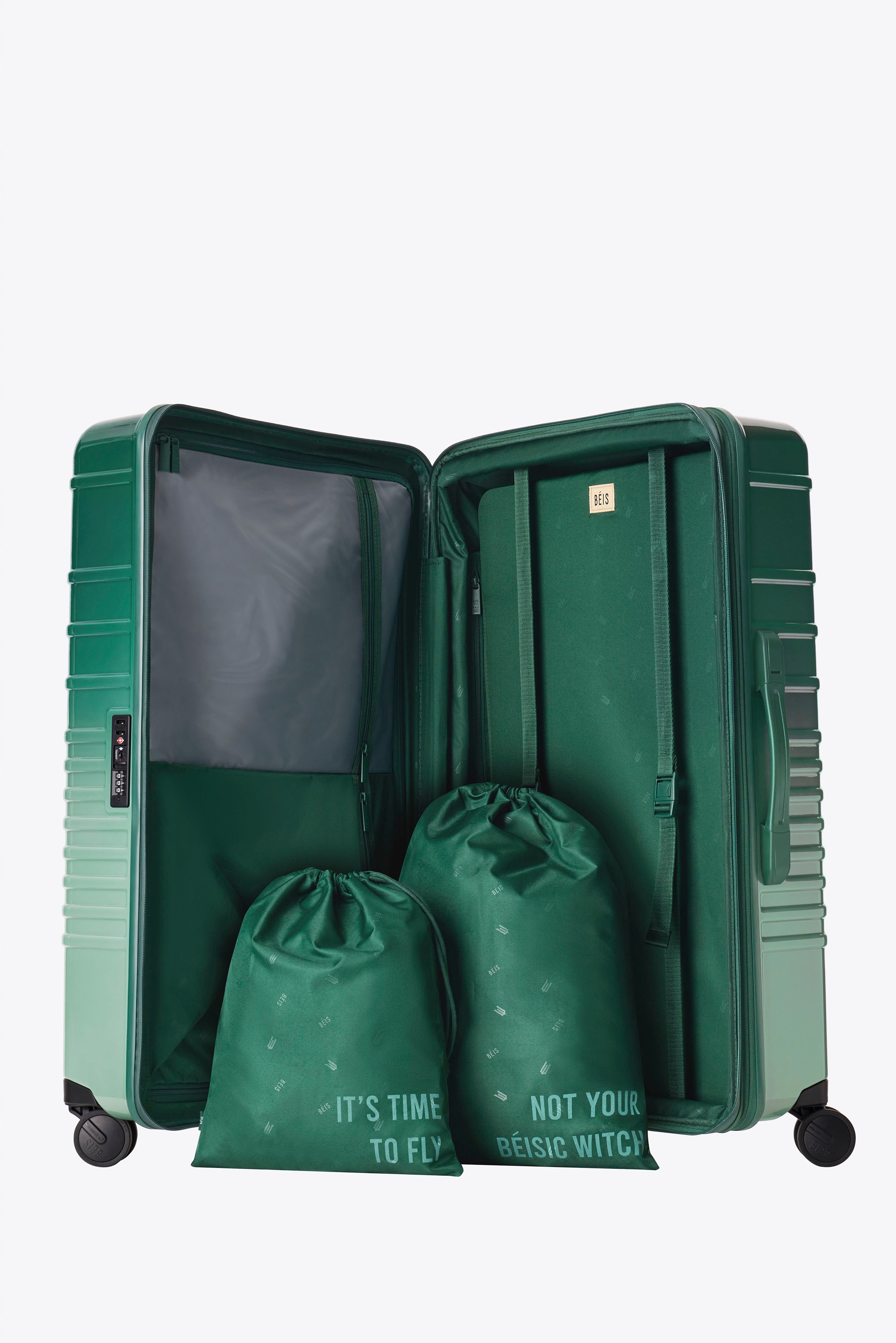 Large Check-In Roller Luggage in Wicked Green - Perfect for Air Travel & Business Trips