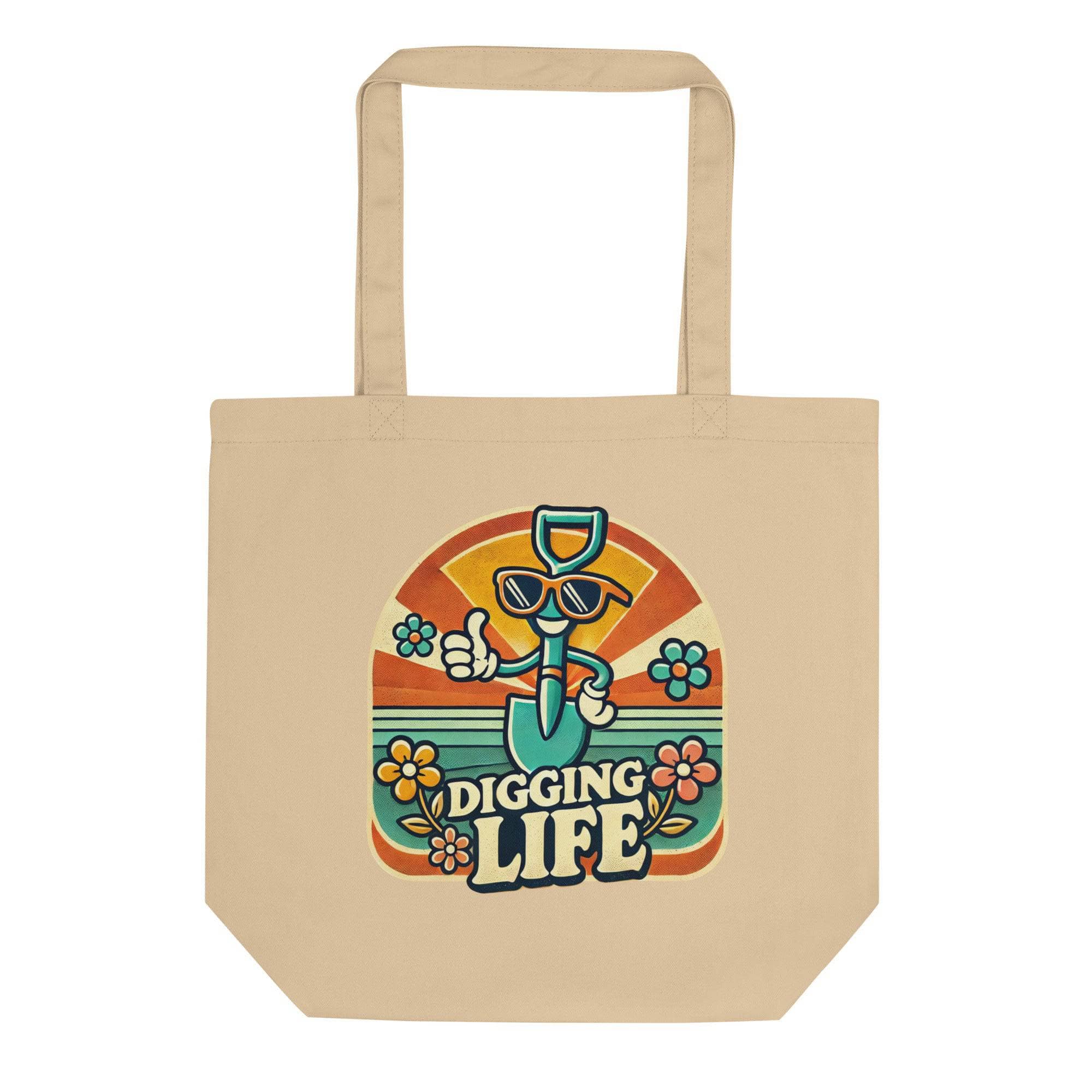 Digging Life Eco-Friendly Reusable Cotton Tote Bag - Perfect for Grocery Shopping, Beach Trips & Daily Errands
