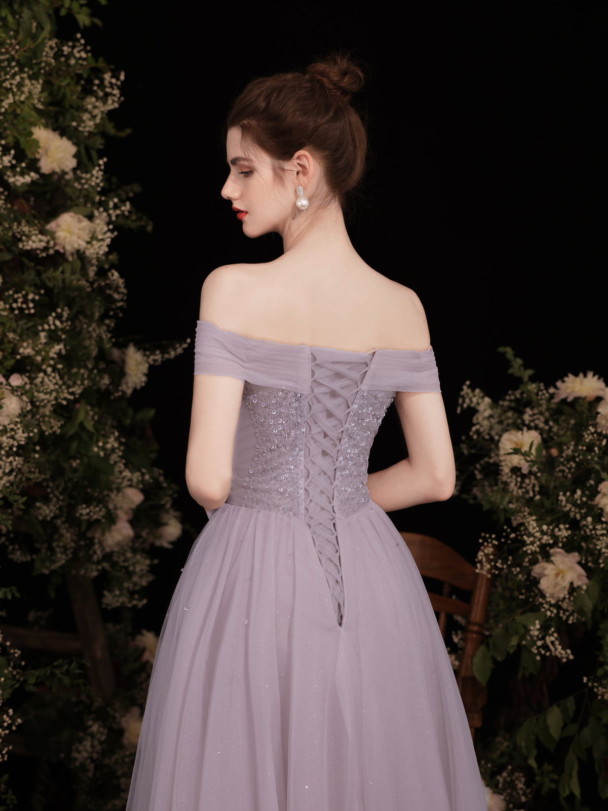 Elegant Purple Tulle Sequin Long Prom Dress for Women - Formal Evening Gown with Sparkling Details - Perfect for Homecoming, Prom Night, and Special Occasions